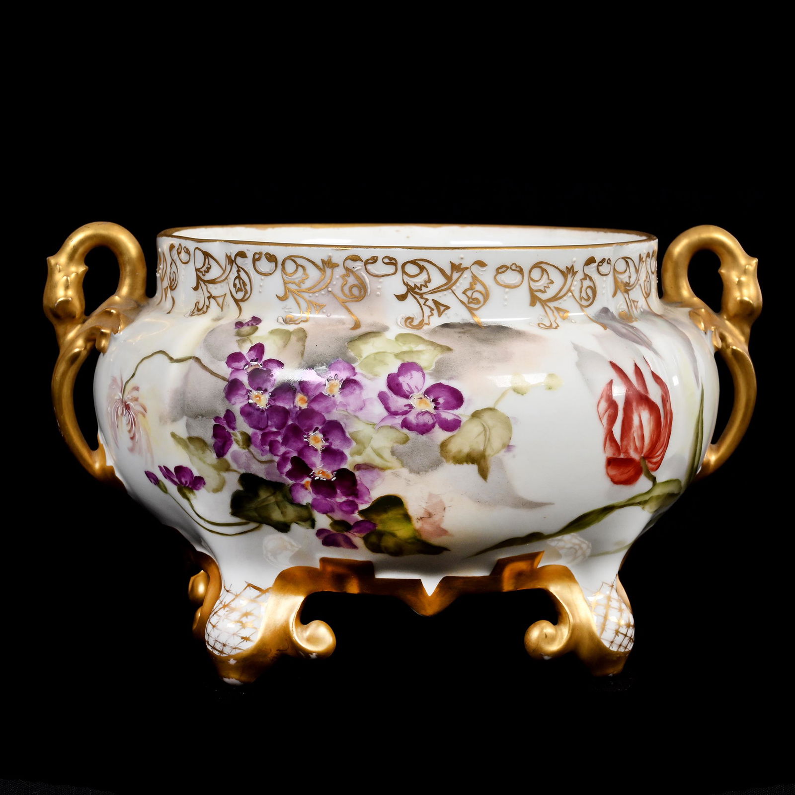 Bowl, Footed, Two Handles, Marked Elite Limoges (1 of 3)