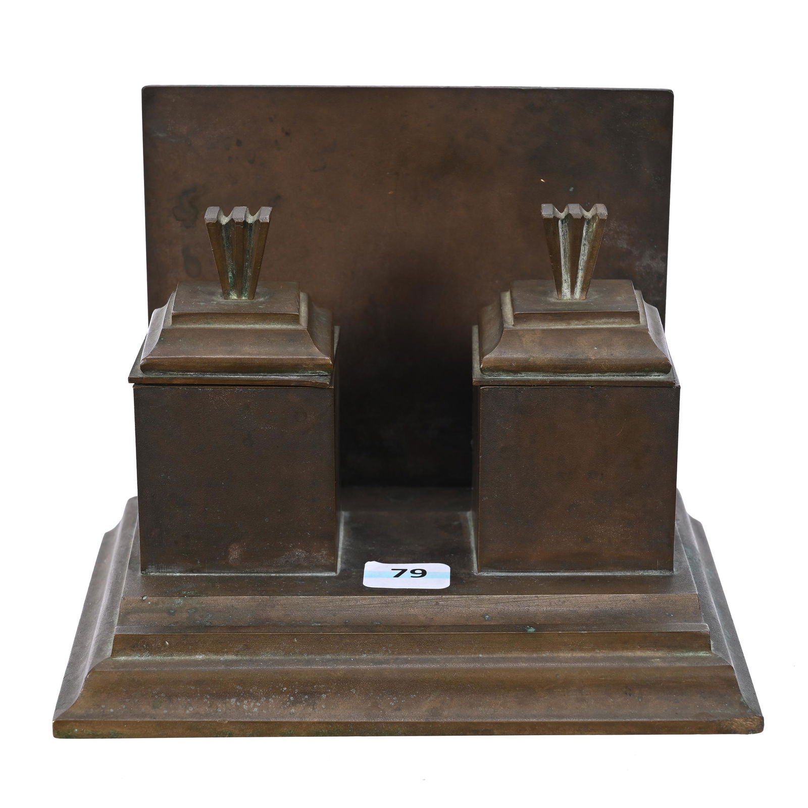 Double Inkwell, Bronze Art Deco Marked Carl Sorensen (1 of 5)