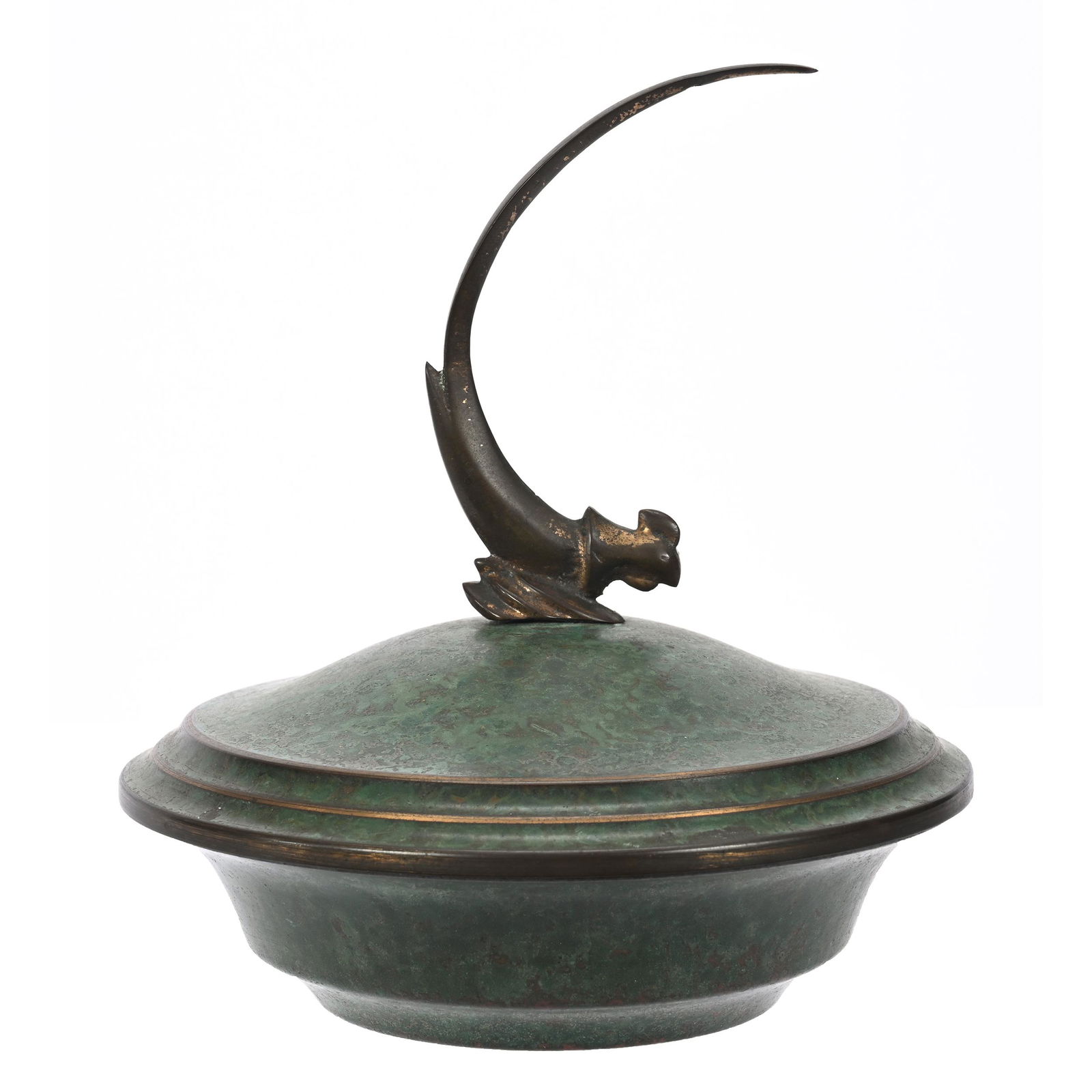 Covered Bowl, Bronze Art Deco Marked Carl Sorensen (1 of 4)
