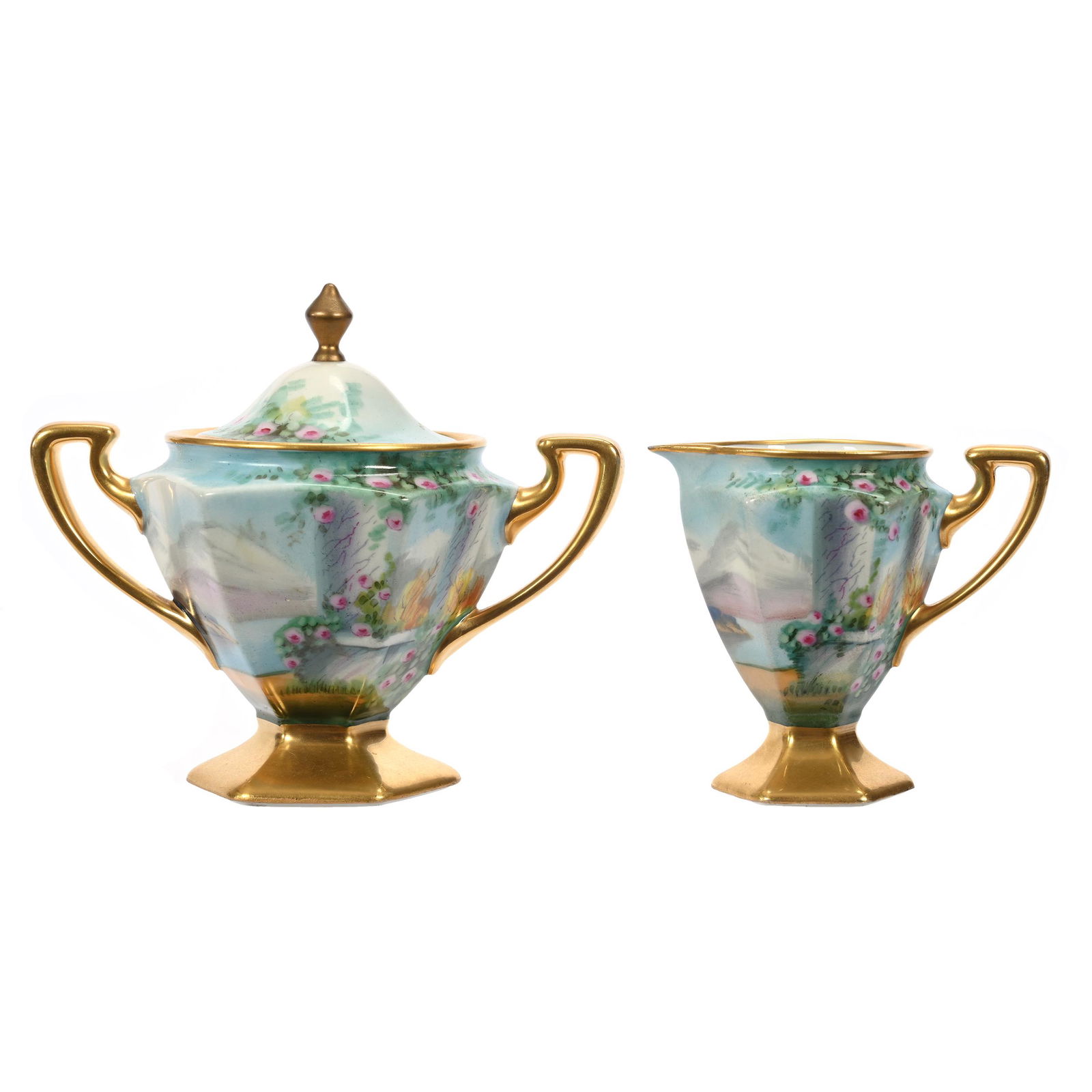 Pedestal Creamer & Sugar Marked Pickard (1 of 4)