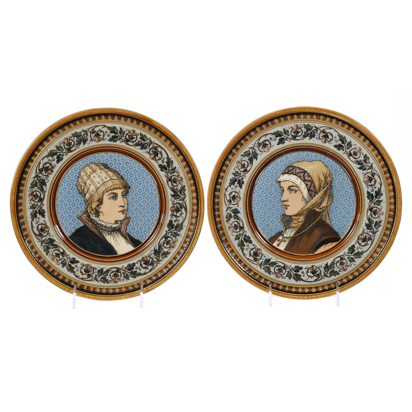 Pair Plaques Marked Mettlach #1376 & #1405 (1 of 2)