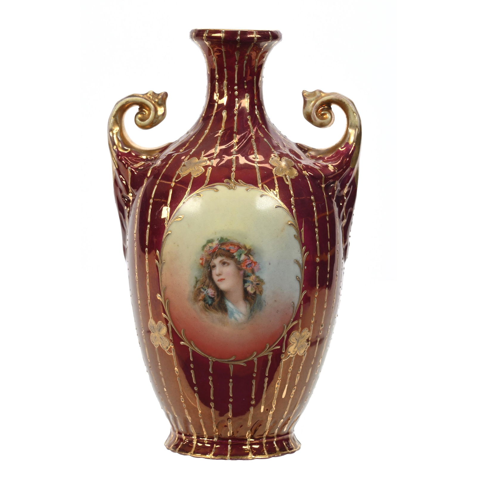 Vase Marked Royal Saxe, Two Handles (1 of 3)