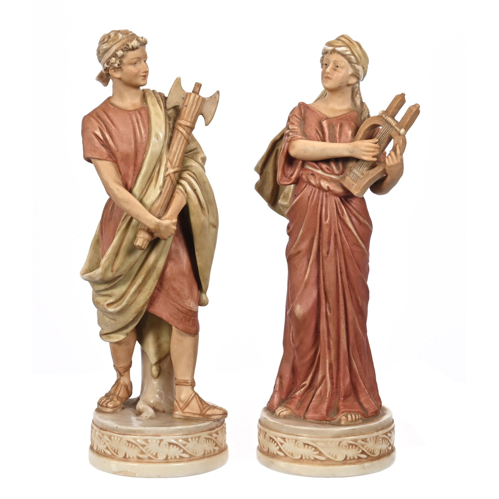 Pair Figurines Marked Royal Dux #627 & #628 (1 of 3)