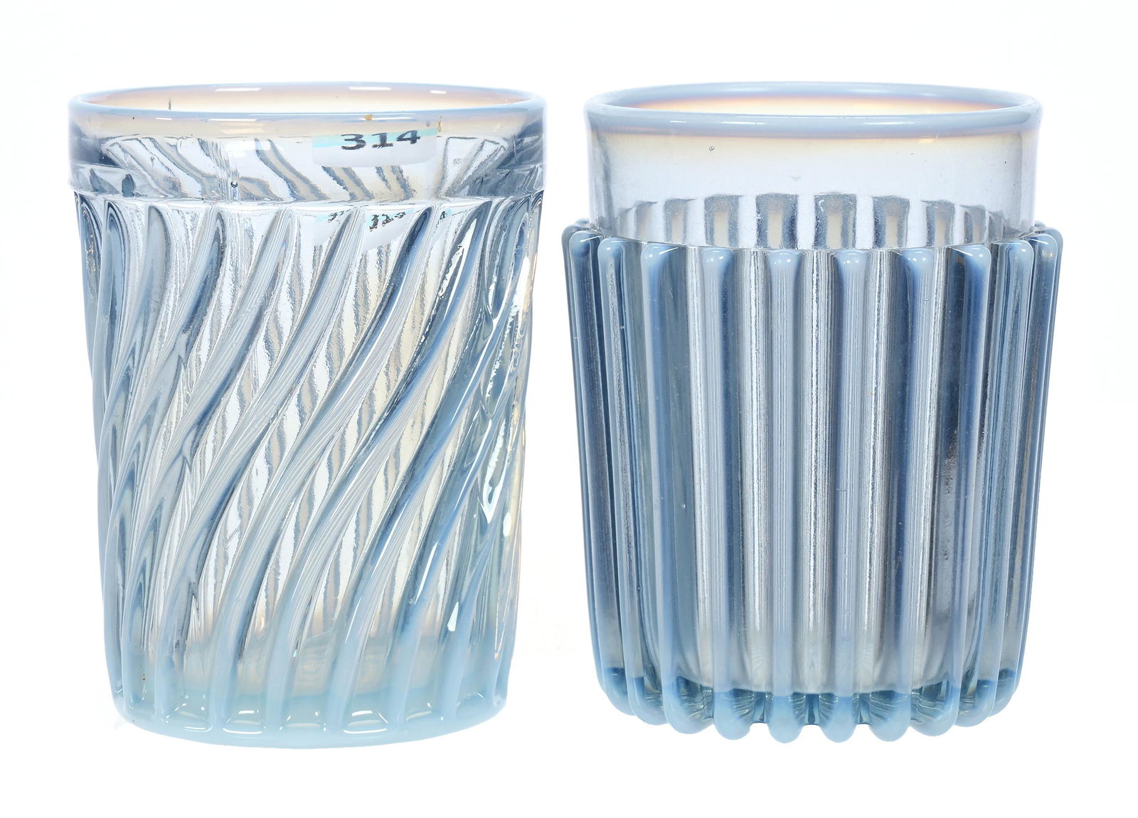 (2) Tumblers, Blue Opalescent Art Glass (1 of 3)