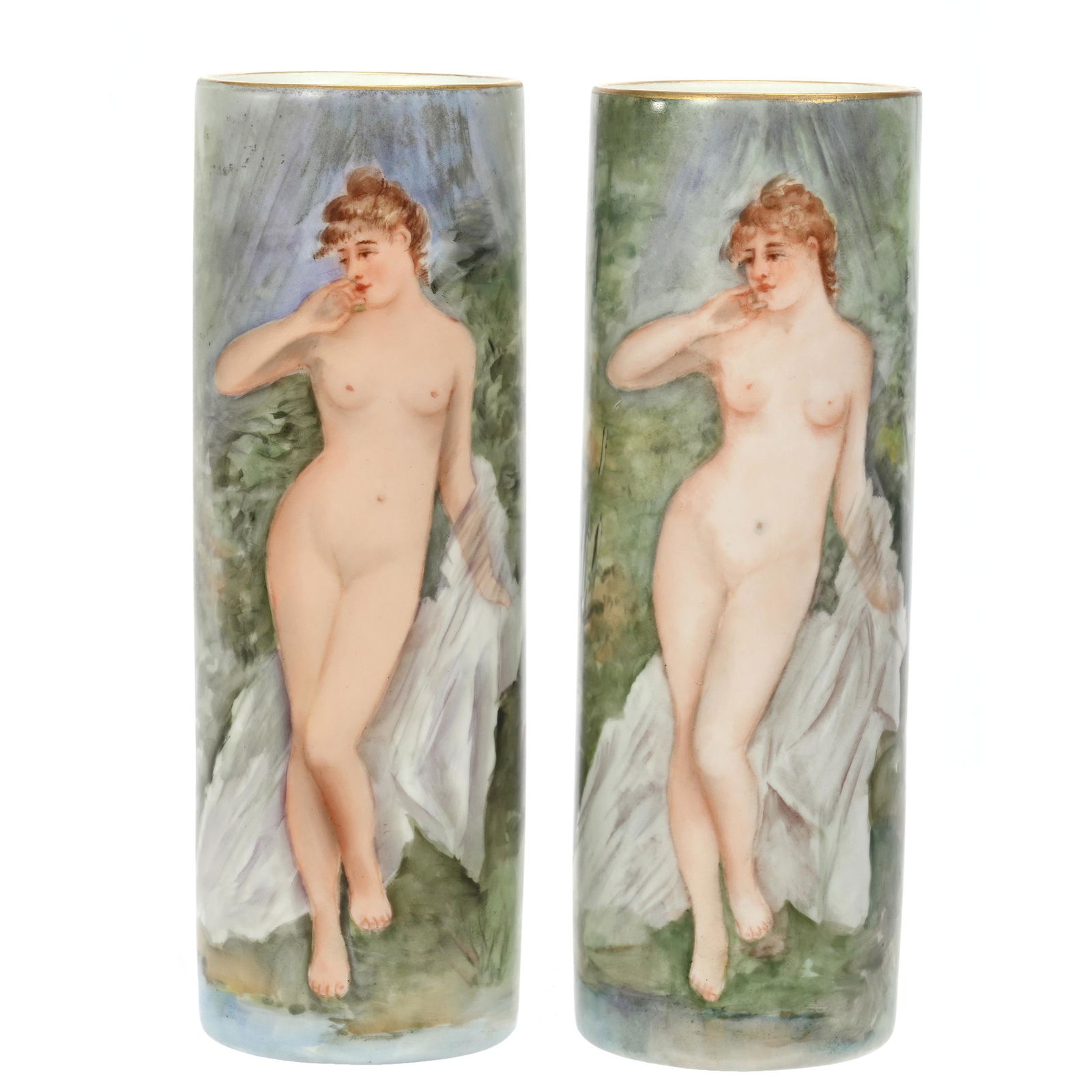 Pair Cylinder Vases Marked B&C Limoges (1 of 3)