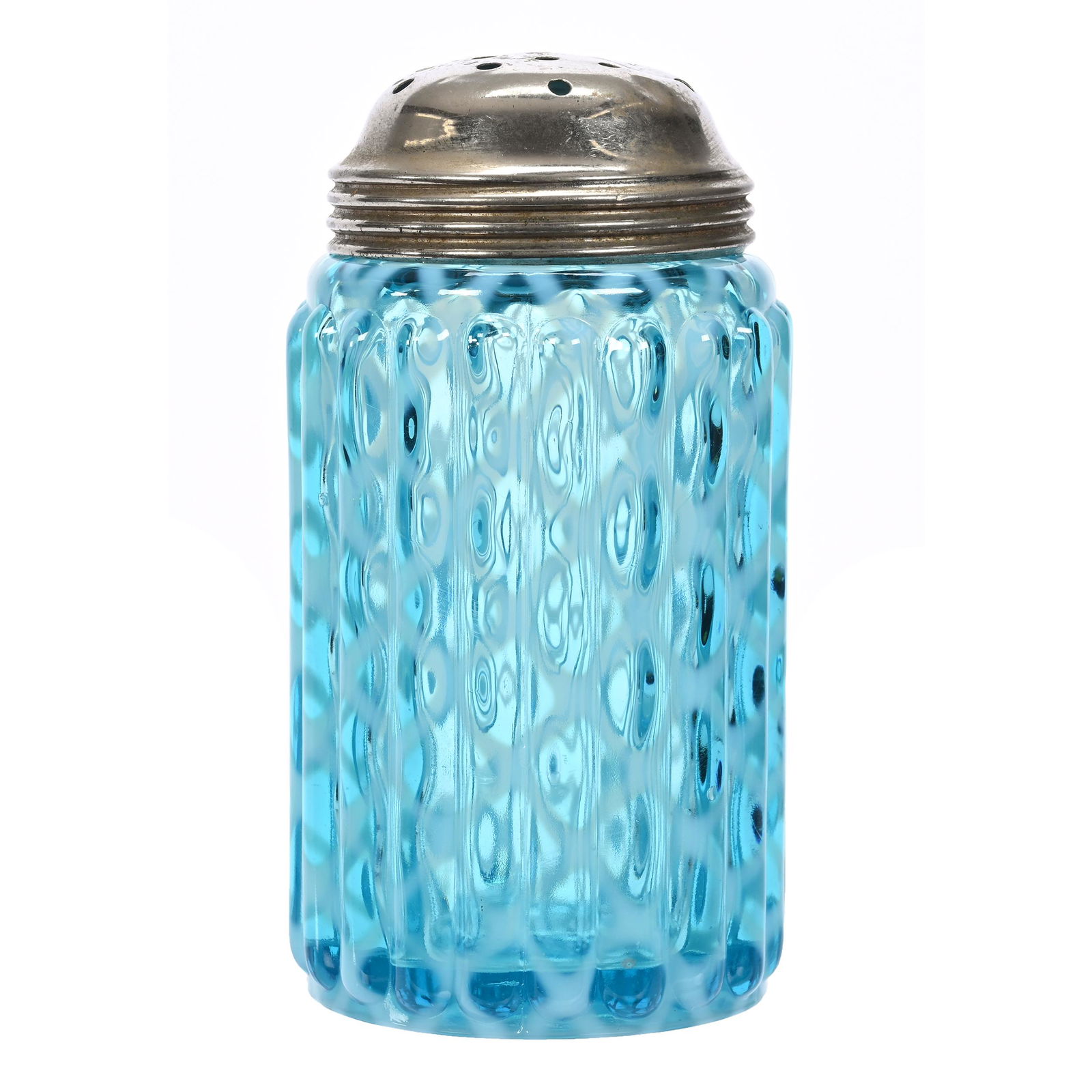 Sugar Shaker, Blue Opalescent Ribbed Lattice (1 of 3)