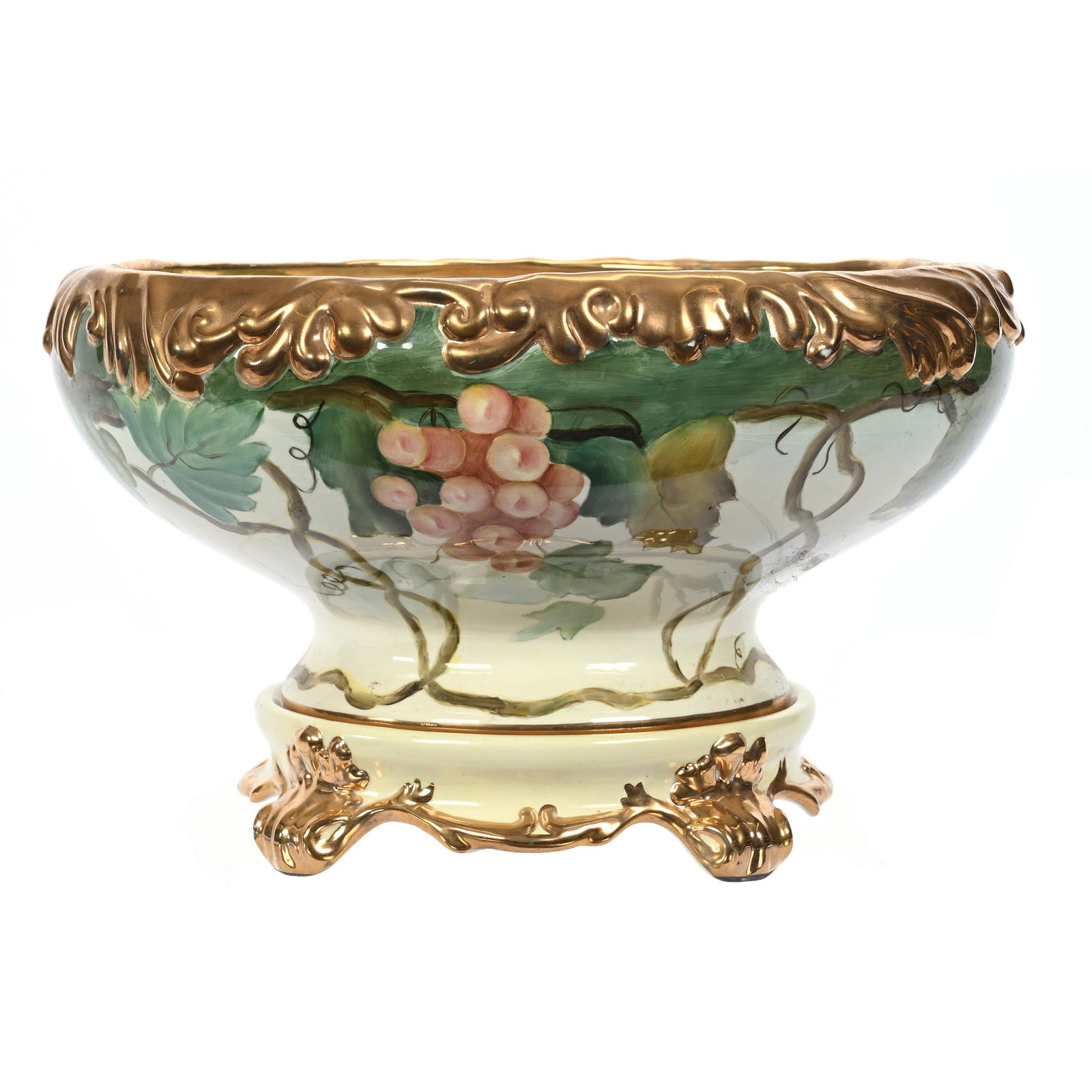 Punch Bowl, Two Part, Marked J.P. Limoges (1 of 4)