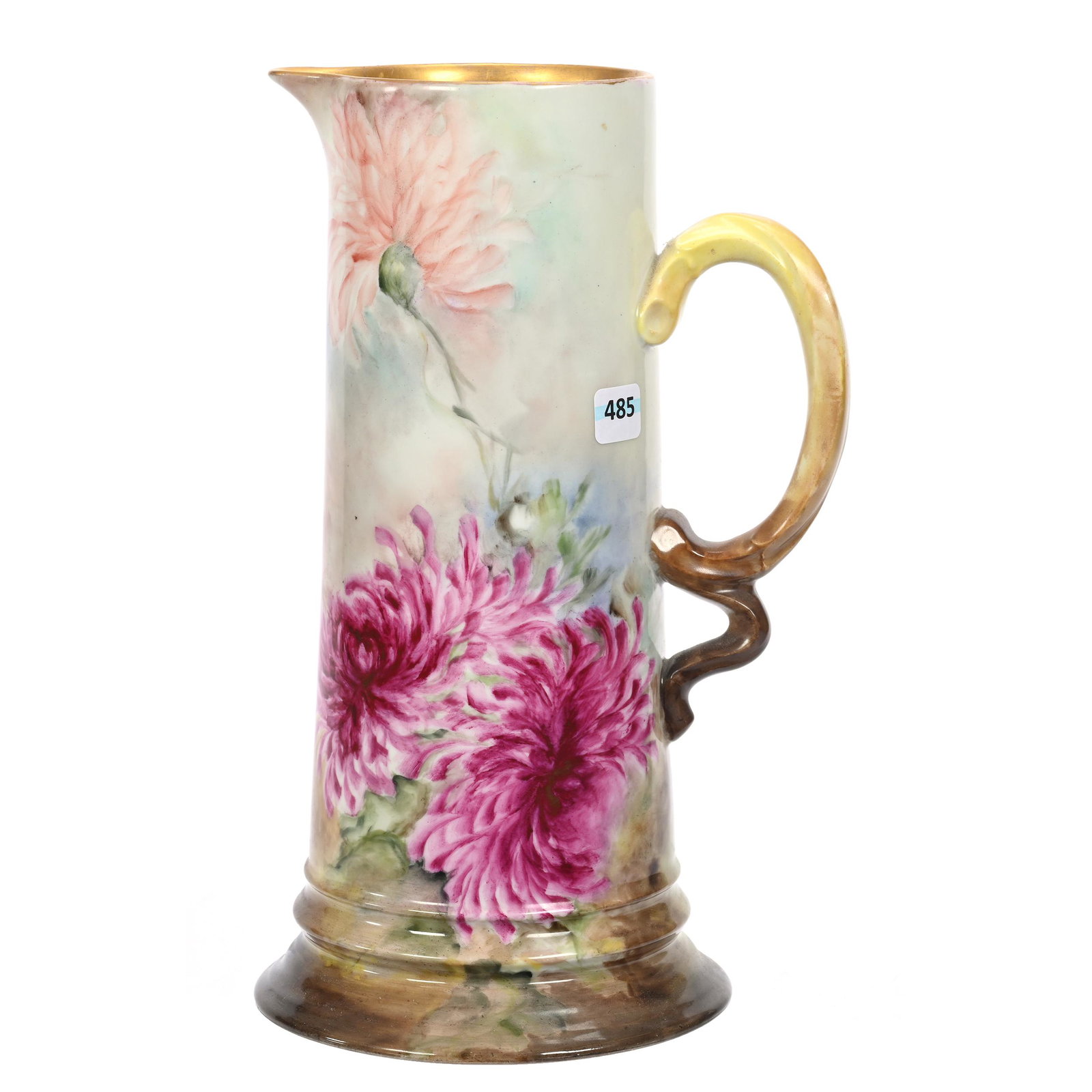 Tankard Marked Bavaria: Tankard Marked Bavaria, 12.25" x 7.5", Hand Painted Chrysanthemum Decor, Artist Signed Duncan, New Jersey Private Collection.