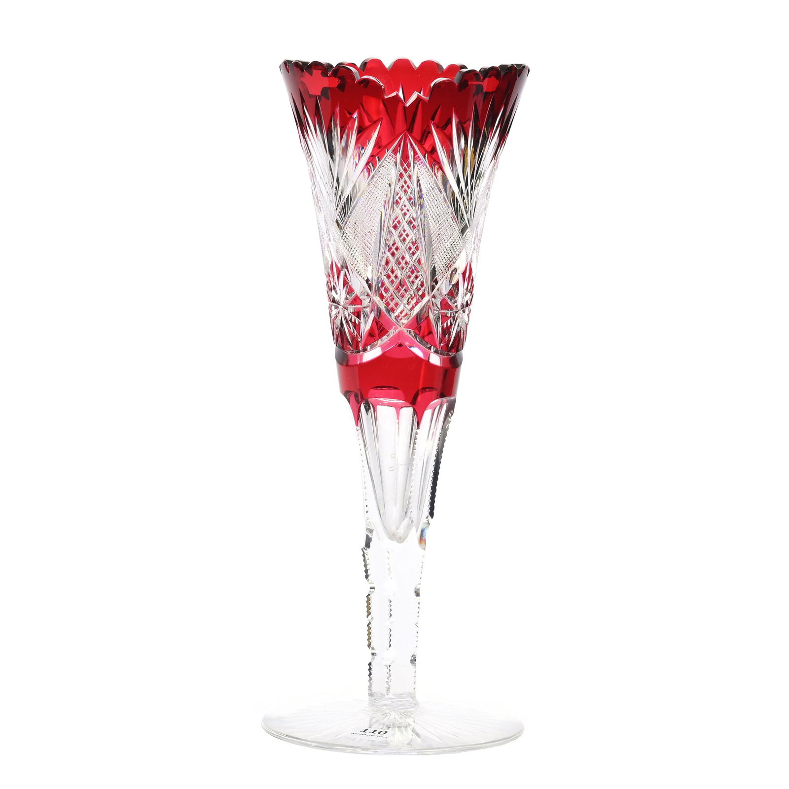 Trumpet Vase, Brilliant Period Cut Glass, Red Cut To Clear (1 of 3)