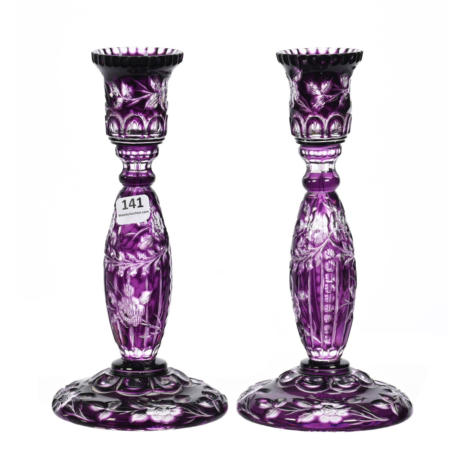 Pair Candlesticks, BPCG, Amethyst Cut To Clear (1 of 3)