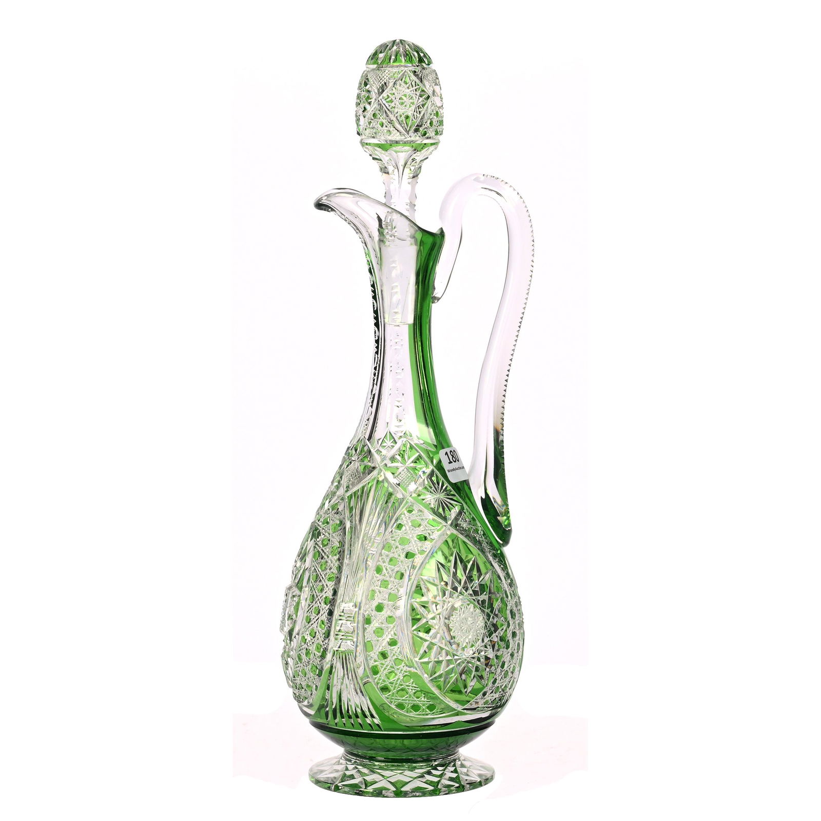 Pedestal Decanter, BPCG Green Cut To Clear (1 of 3)