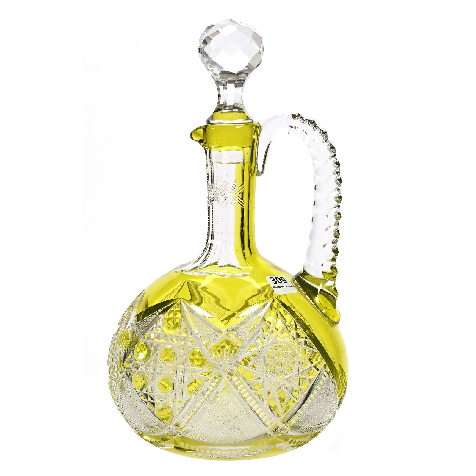 Ovoid Decanter, BPCG, Yellow Cut To Clear (1 of 3)