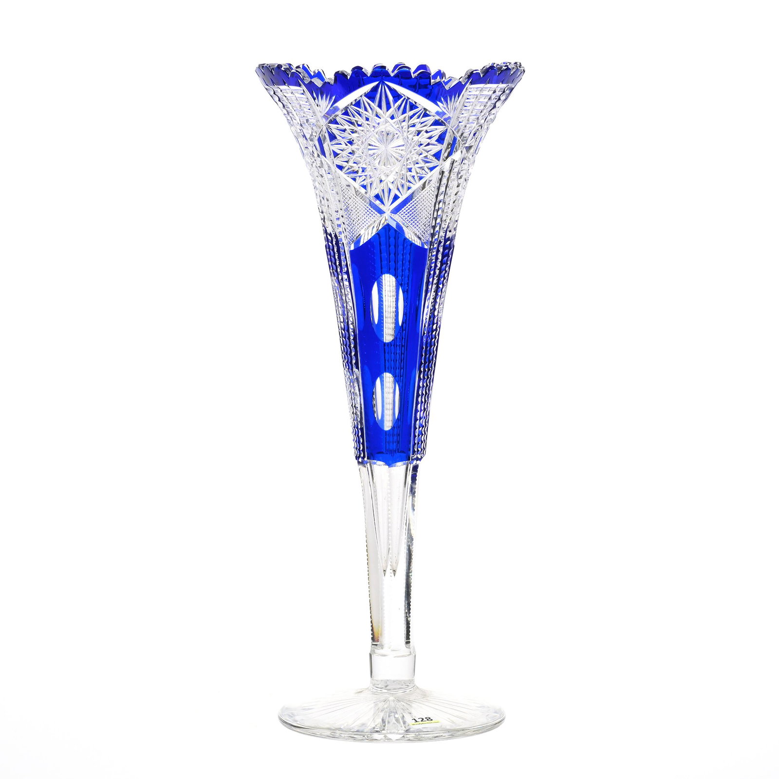 Trumpet Vase, BPCG, Blue Cut To Clear (1 of 3)