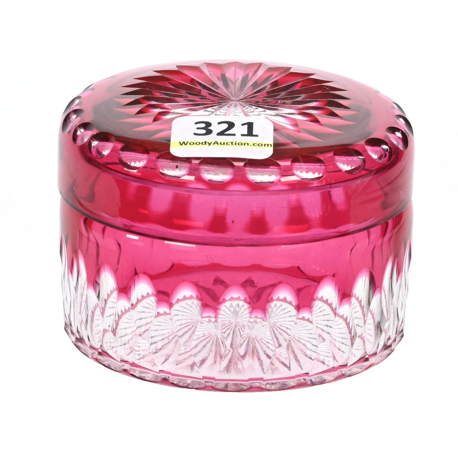 Round Covered Box, BPCG, Cranberry Cut To Clear (1 of 3)