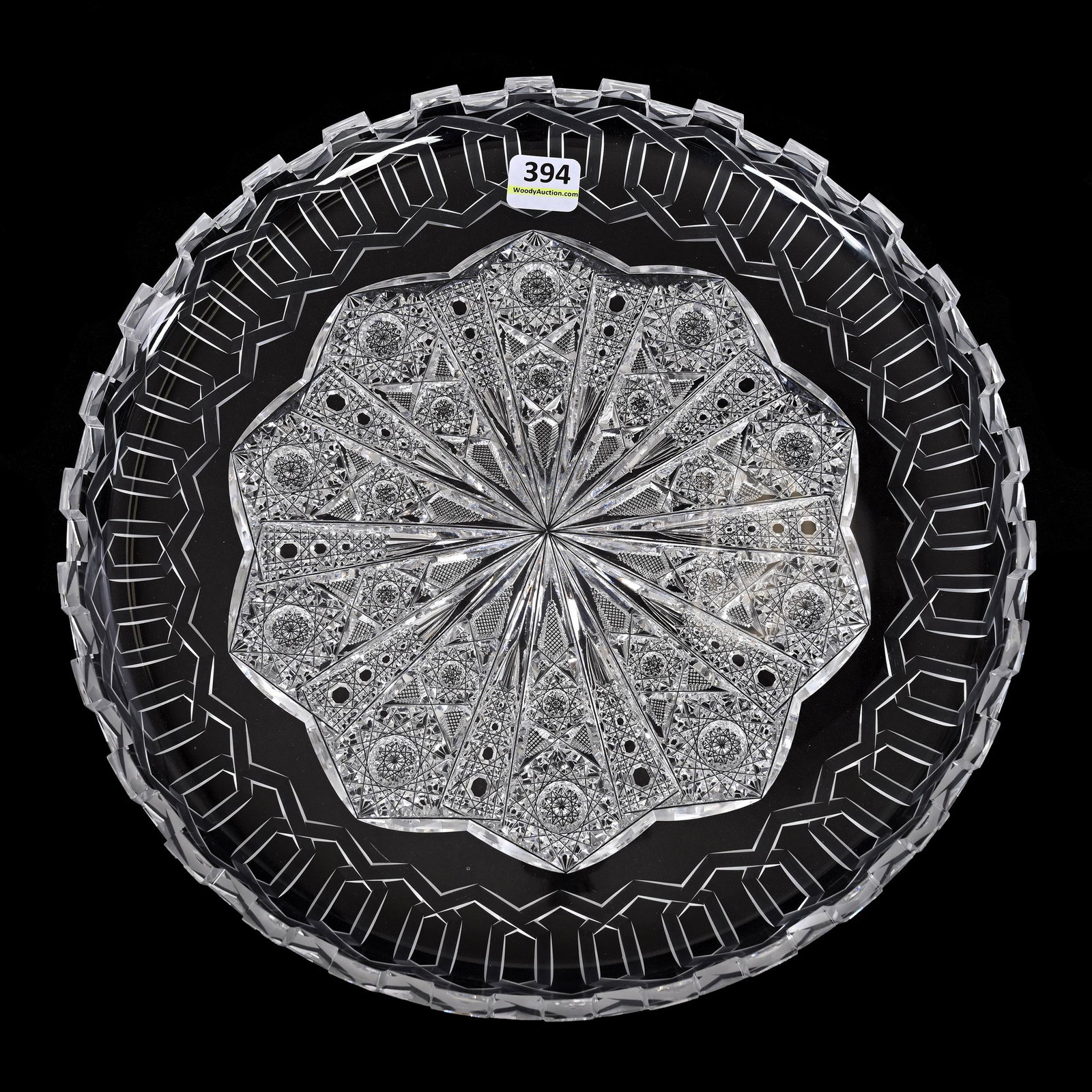 Round Tray, Cut Glass, Reproduction Alhambra Pattern (1 of 2)