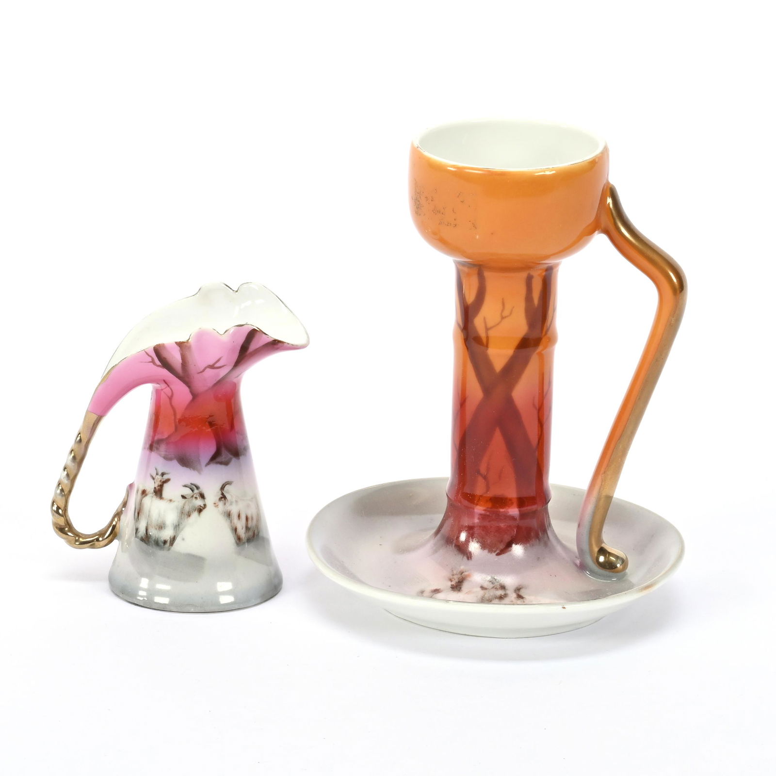 (2) Items, Royal Bayreuth, Winter Scene Goats (1 of 3)