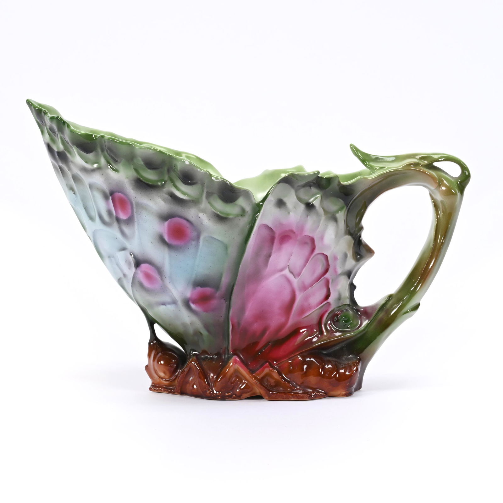 Pitcher, Royal Bayreuth Blue Mark, Perched Butterfly (1 of 3)