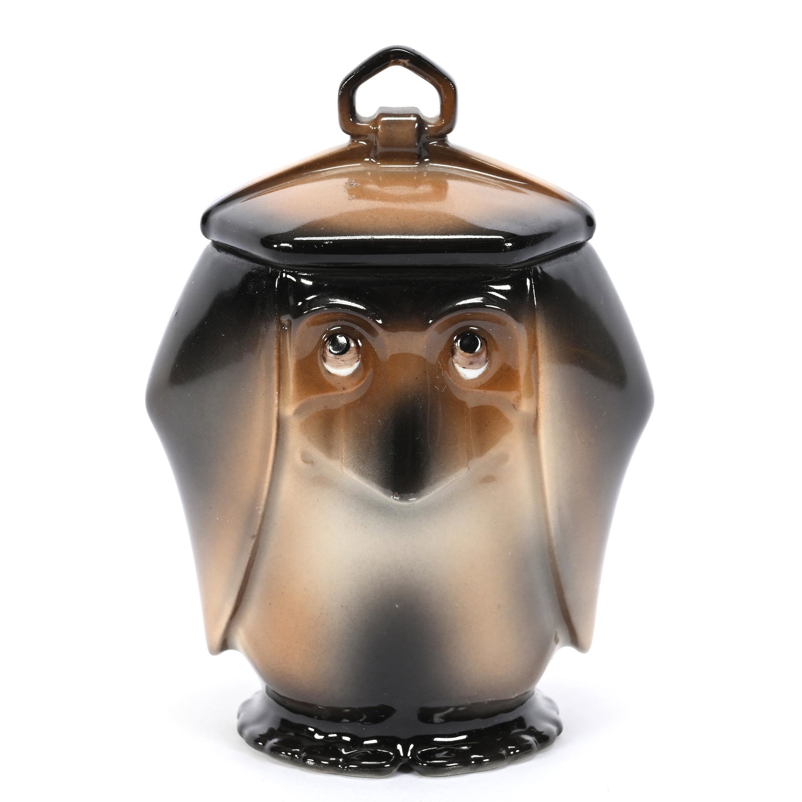 Humidor, Royal Bayreuth Green Mark, Basset Hound: Humidor, Royal Bayreuth Green Mark, Basset Hound, 5.5" x 4", Small Humidor, Personal Collection of Mary McCaslin, Author Of "Royal Bayreuth A Collectors Guide".