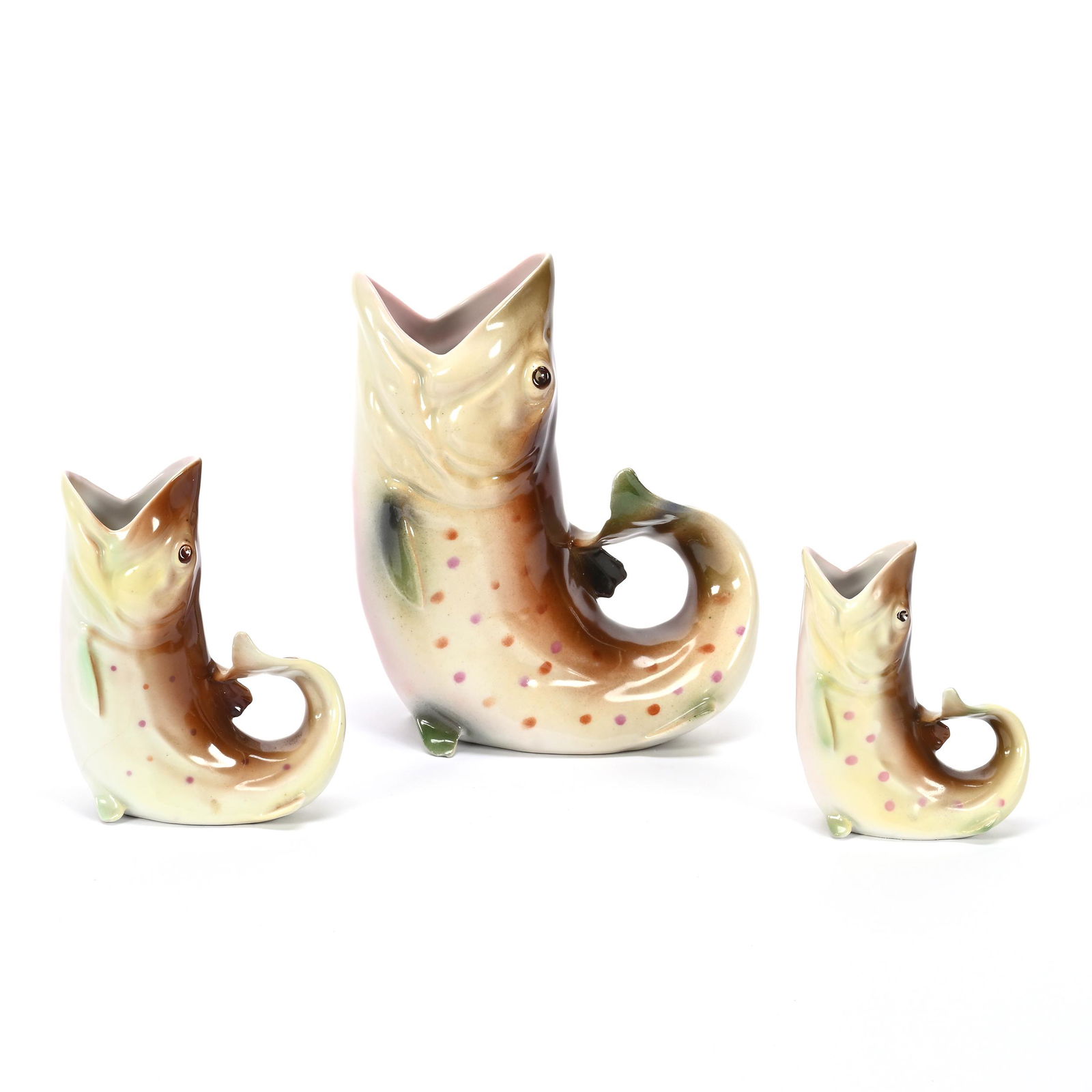 (3) Pitchers, Royal Bayreuth Standing Trout (1 of 2)