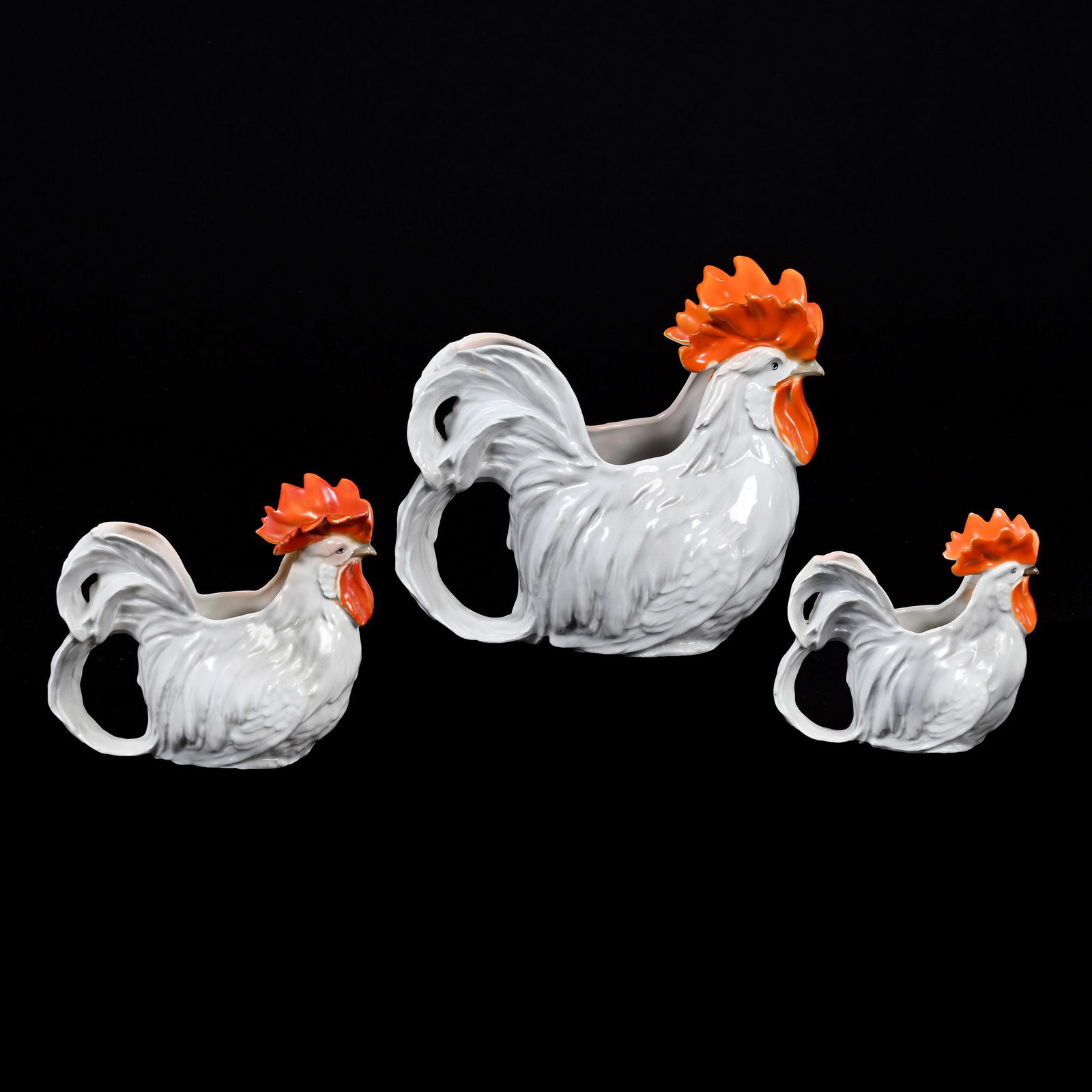 (3) Pitchers, Royal Bayreuth, White Rooster (1 of 3)