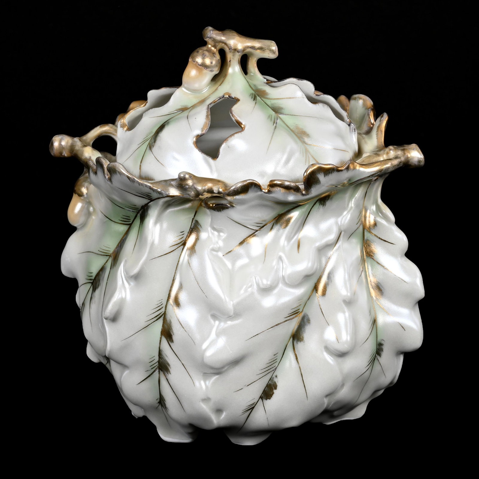 Biscuit Jar, Royal Bayreuth Blue Mark, Oak Leaf (1 of 3)