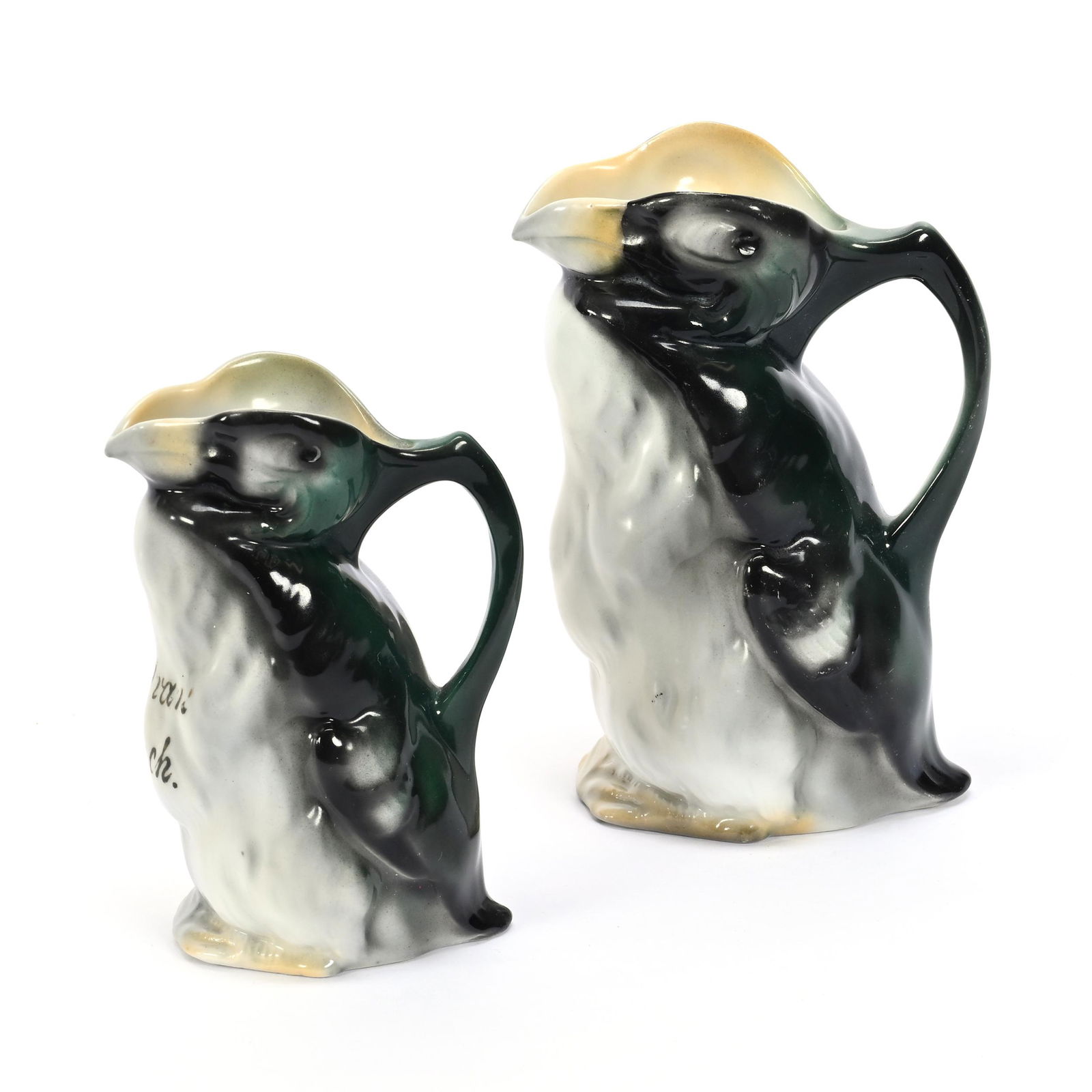 (2) Pitchers, Unmarked Royal Bayreuth, Penguin/Puffin (1 of 4)