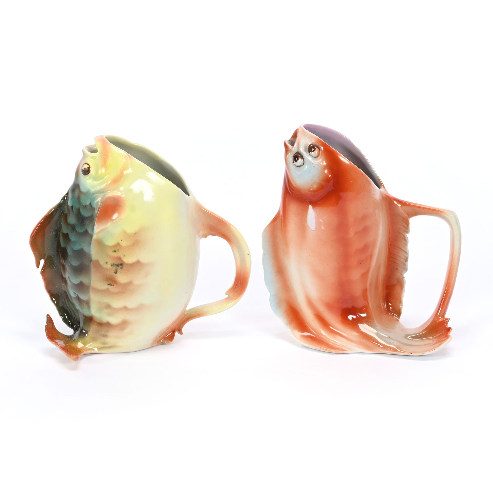 (2) Milk Pitchers, Royal Bayreuth Blue Mark, Fish (1 of 3)