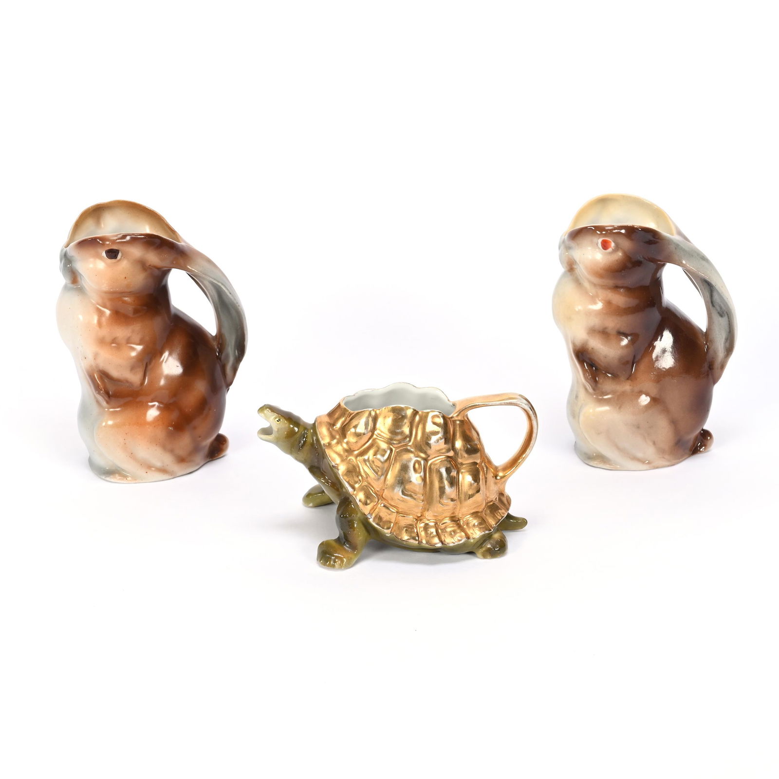 (3) Creamers, Royal Bayreuth, Tortoise & Hares (1 of 3)