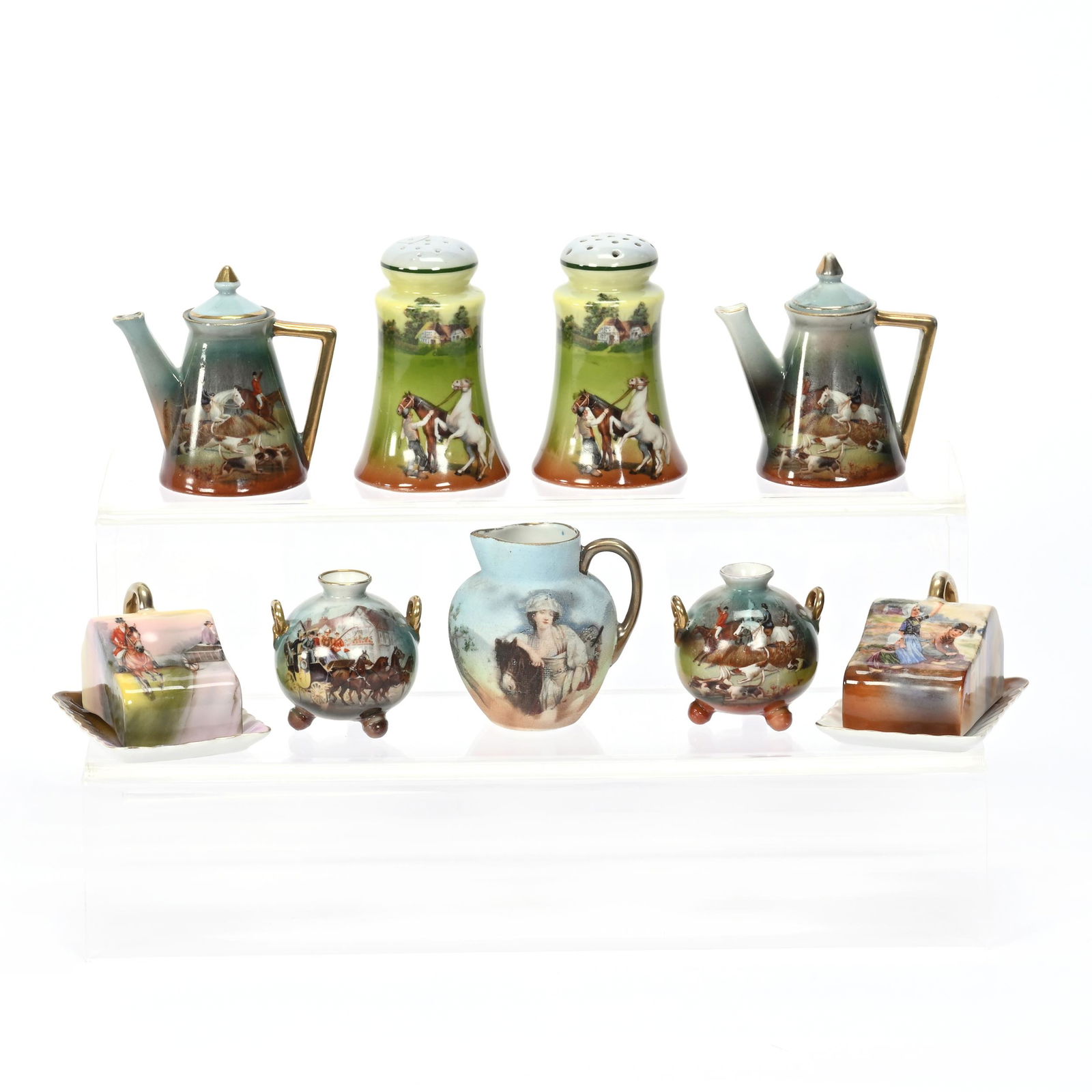 (6) Items, Unmarked Royal Bayreuth, Horse Scenes (1 of 4)