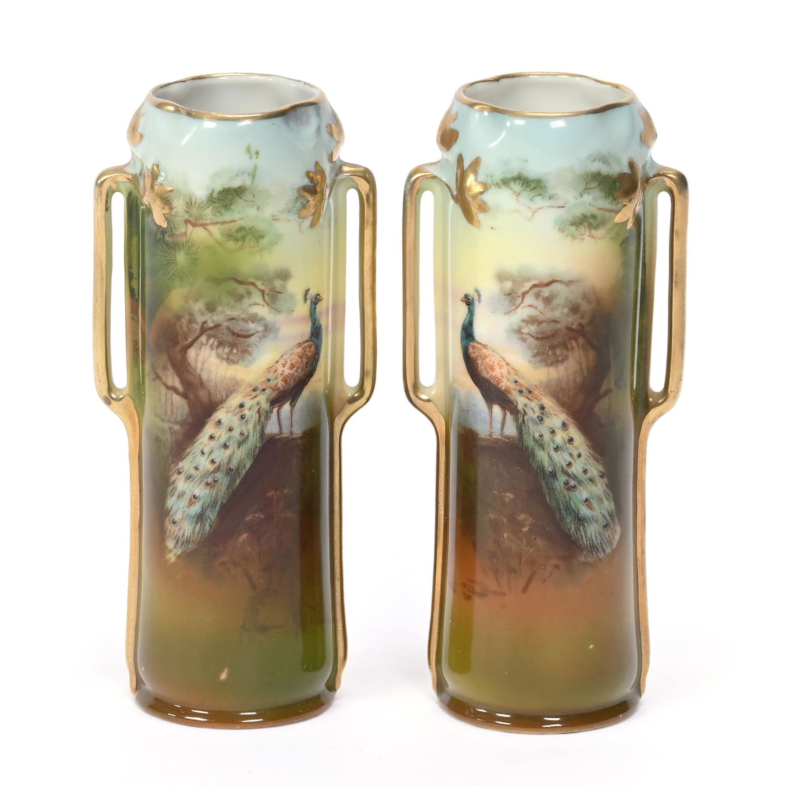 Pair Vases, Unmarked Royal Bayreuth, Two Handles (1 of 3)