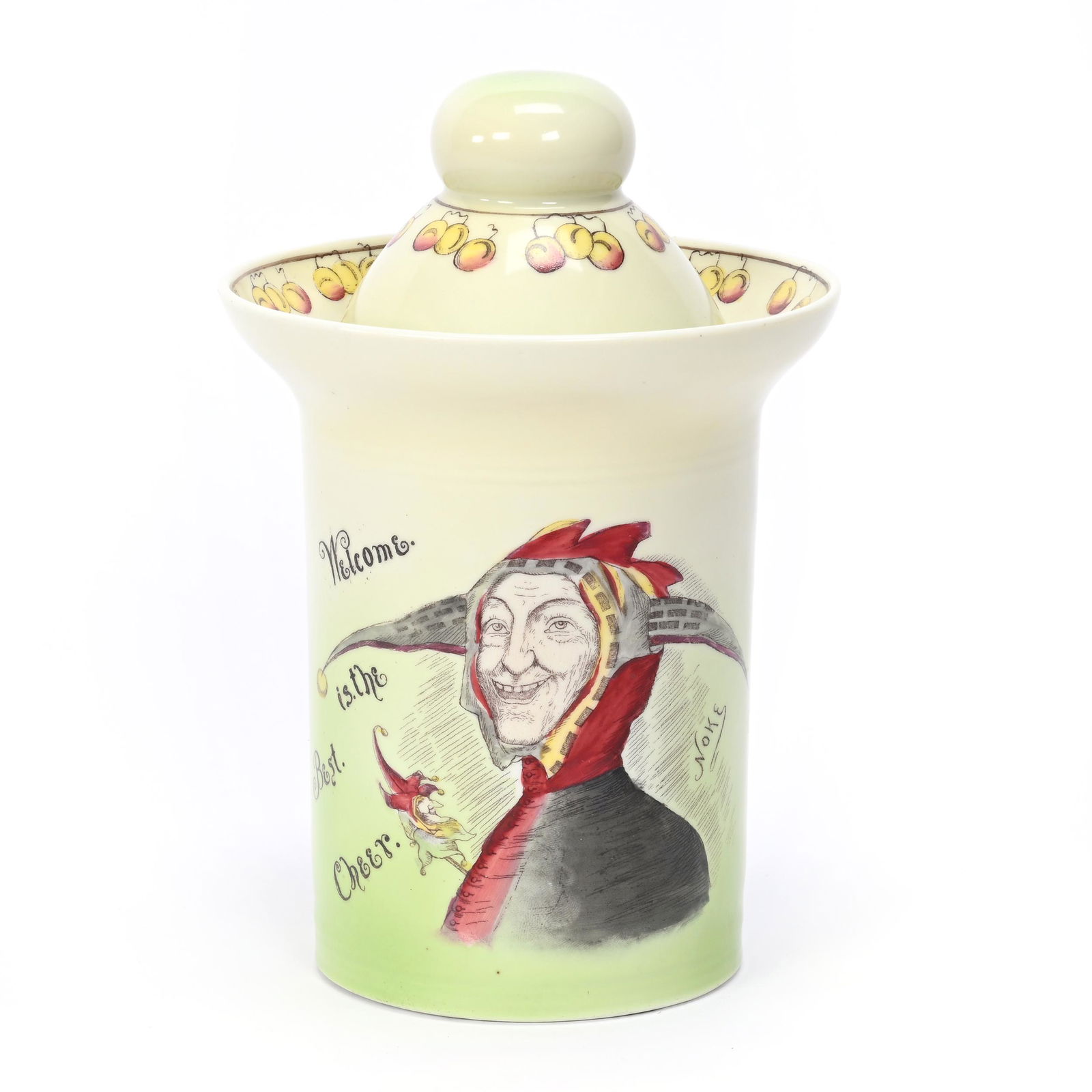 Rare Covered Jar, Royal Bayreuth Blue Mark, Jester (1 of 3)