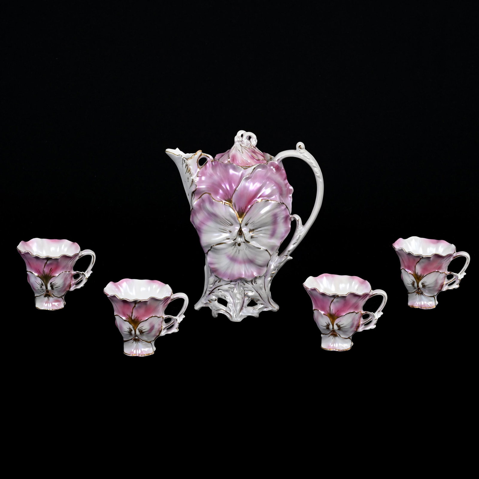 Chocolate Set, Royal Bayreuth Blue Mark, Pansy (1 of 4)