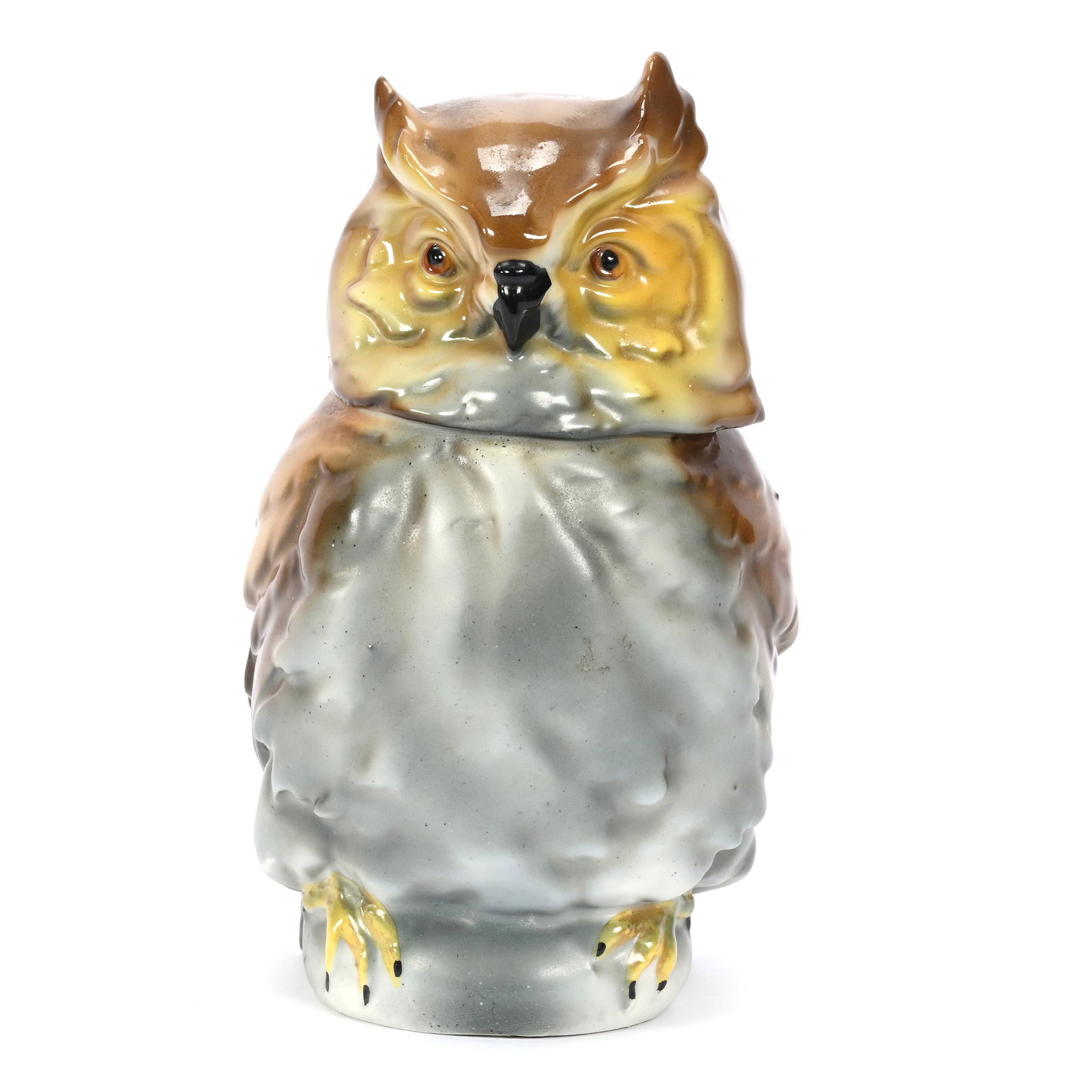 Figural Covered Jar Marked Germany, Owl (1 of 3)