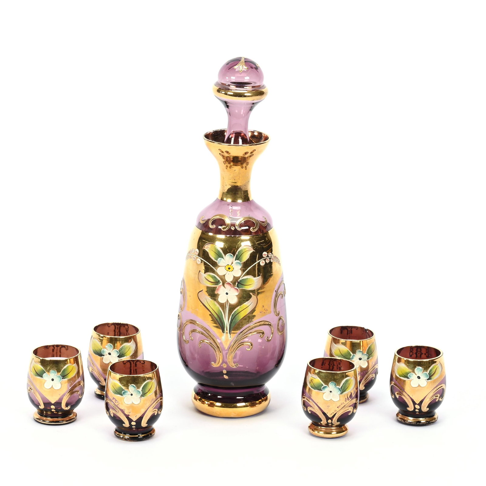 Decanter Set, Unmarked Venetian Style Art Glass (1 of 4)