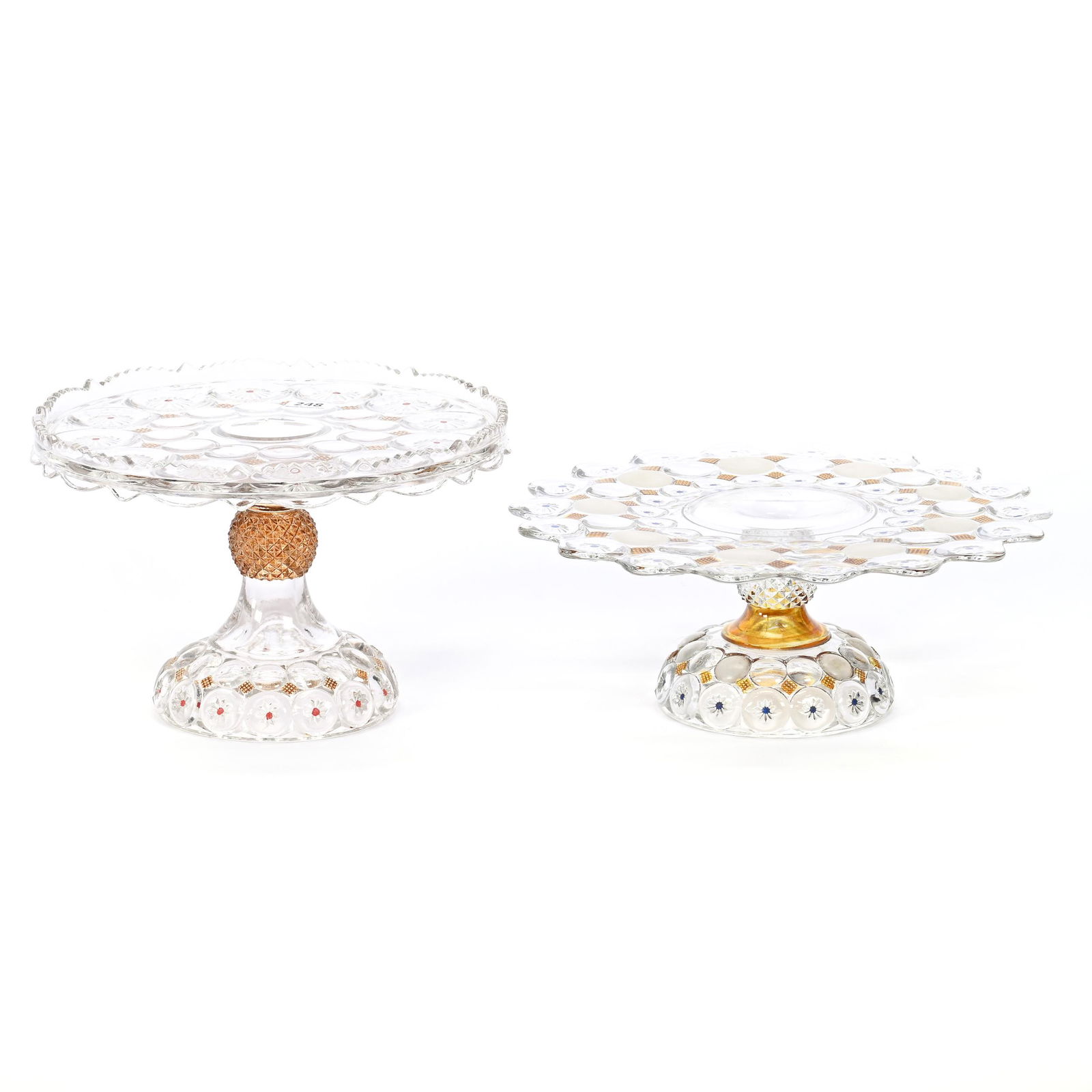 (2) Cake Stands, Jeweled Moon & Stars Pattern Glass (1 of 3)