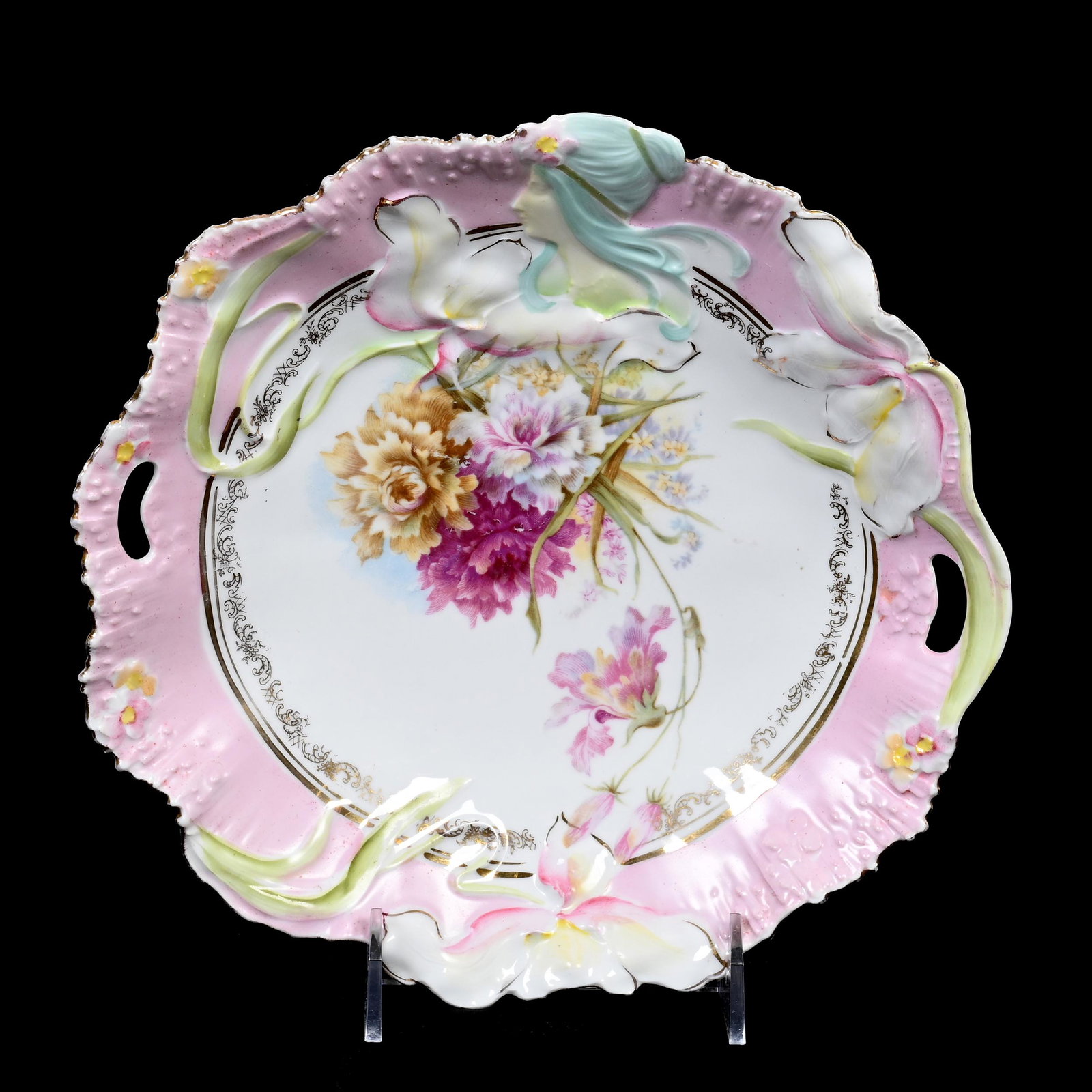 Cake Plate, Unmarked Prussia, Hidden Image Mold (1 of 5)