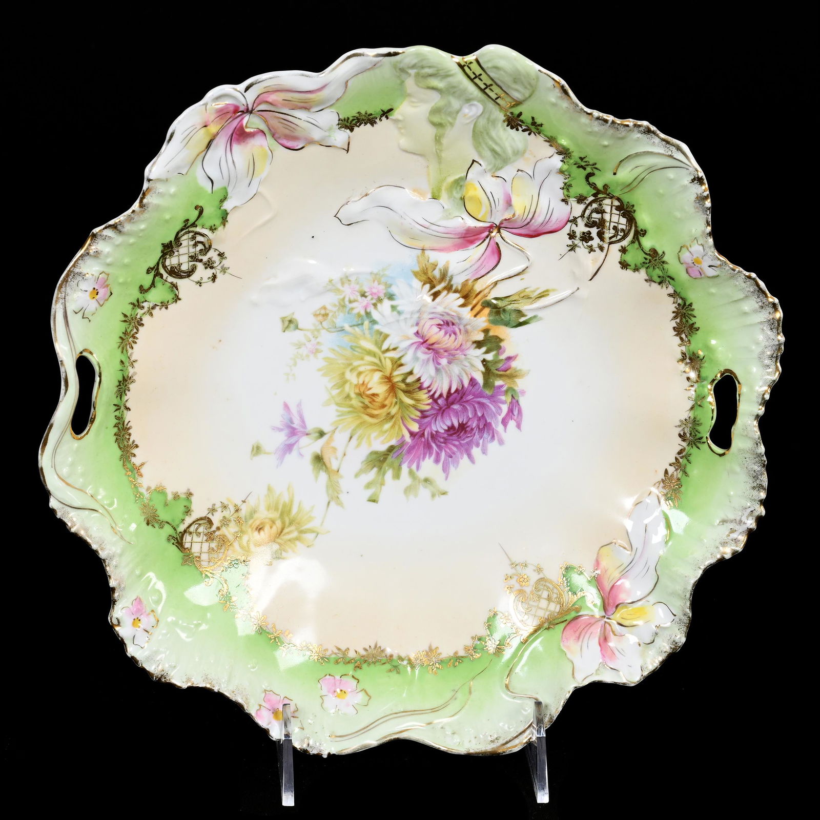 Cake Plate, Unmarked Prussia, Hidden Image Mold (1 of 2)