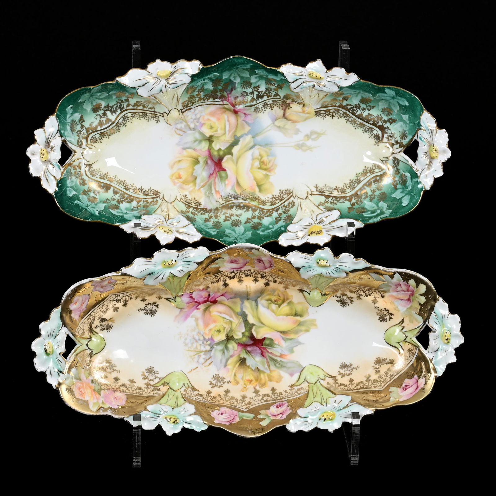 (2) Celery Trays, Unmarked Prussia, Lily Mold (1 of 2)