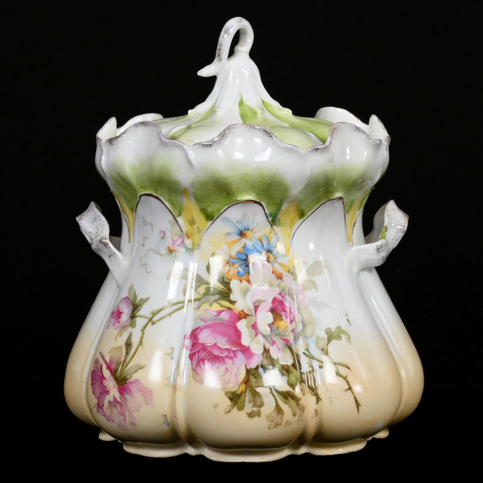 Biscuit Jar Marked Royal Vienna, Morning Glory Mold (1 of 3)