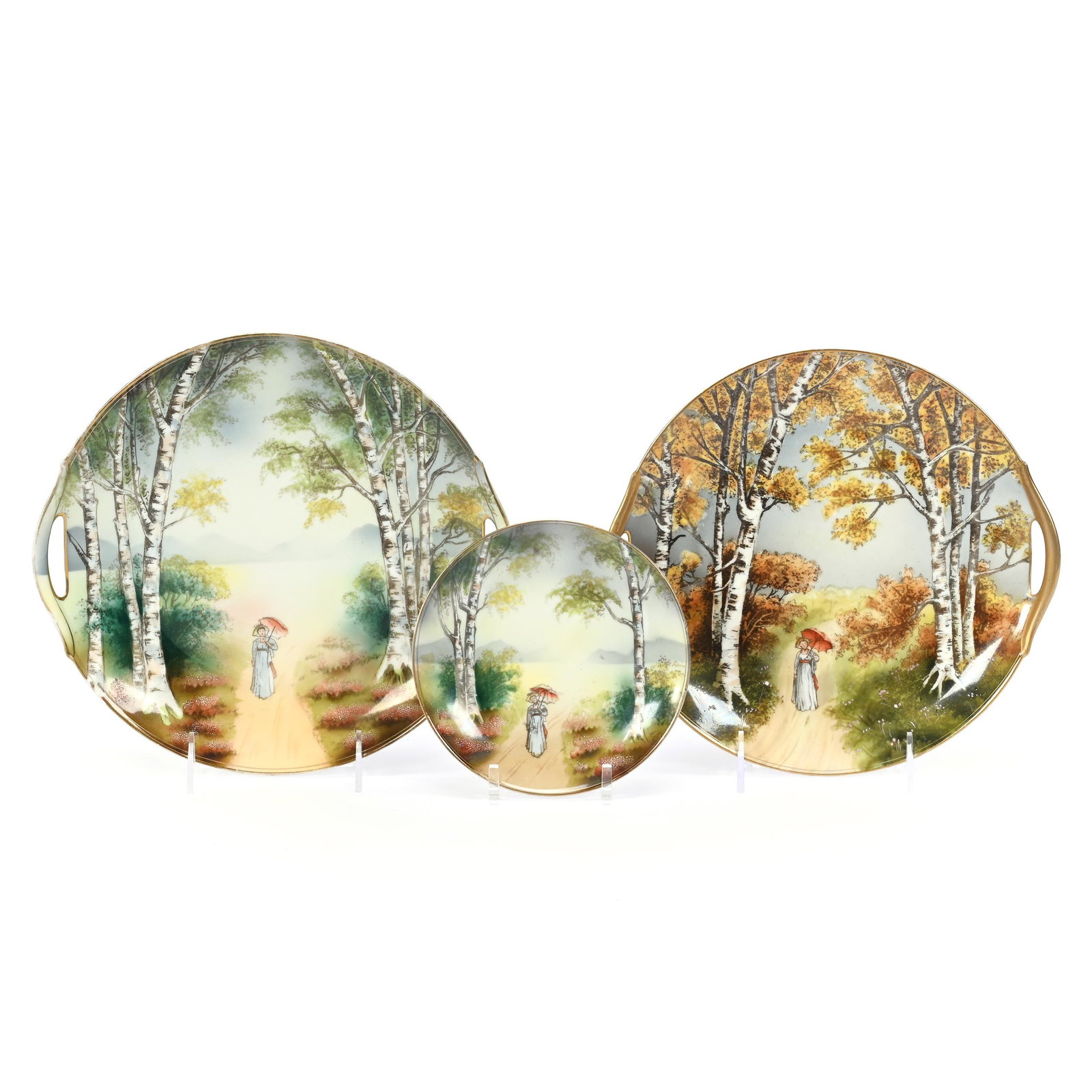 (3) Plates Marked R.S. Germany, Hand Painted Scene (1 of 4)