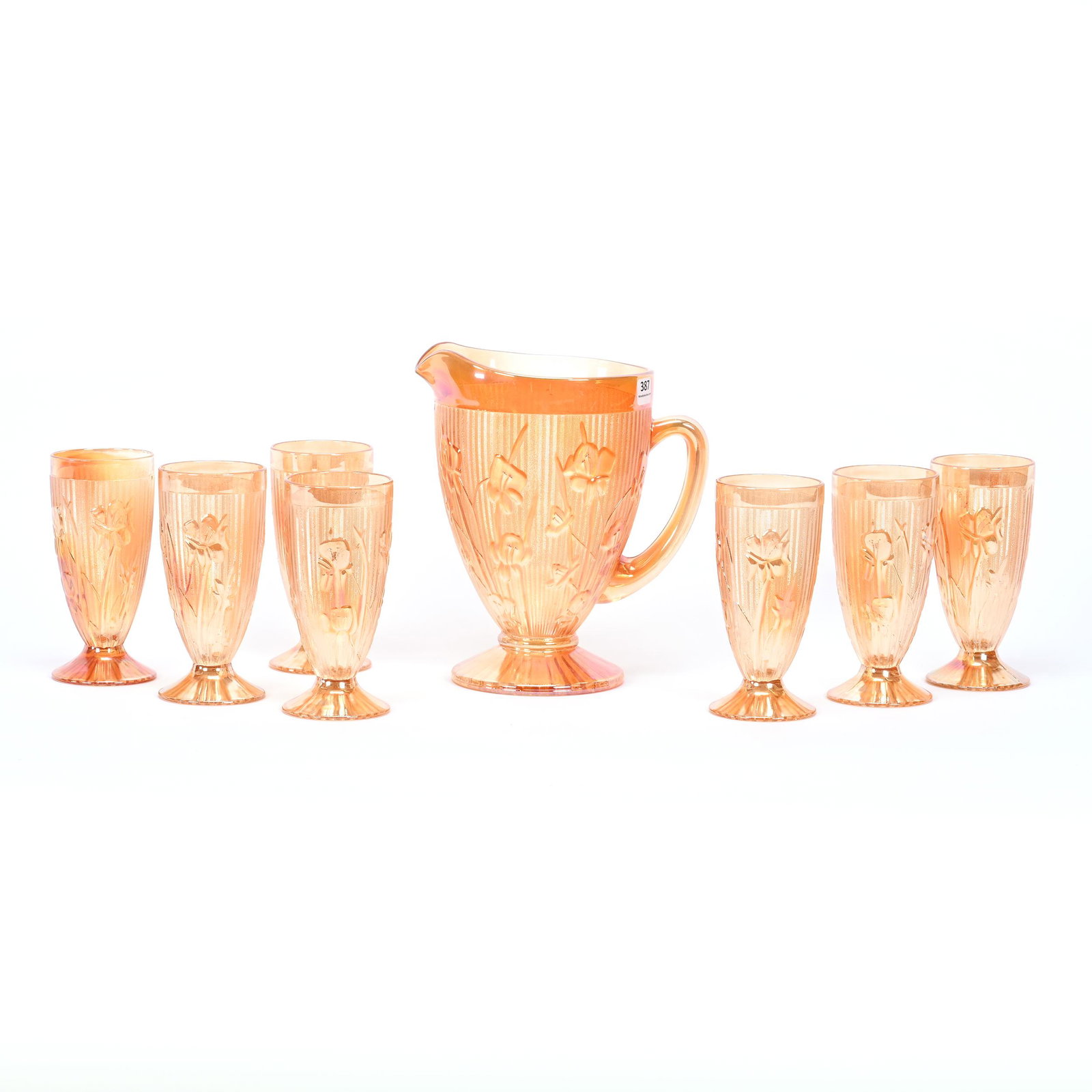 Water Set, Carnival Glass Iris & Herringbone (1 of 3)