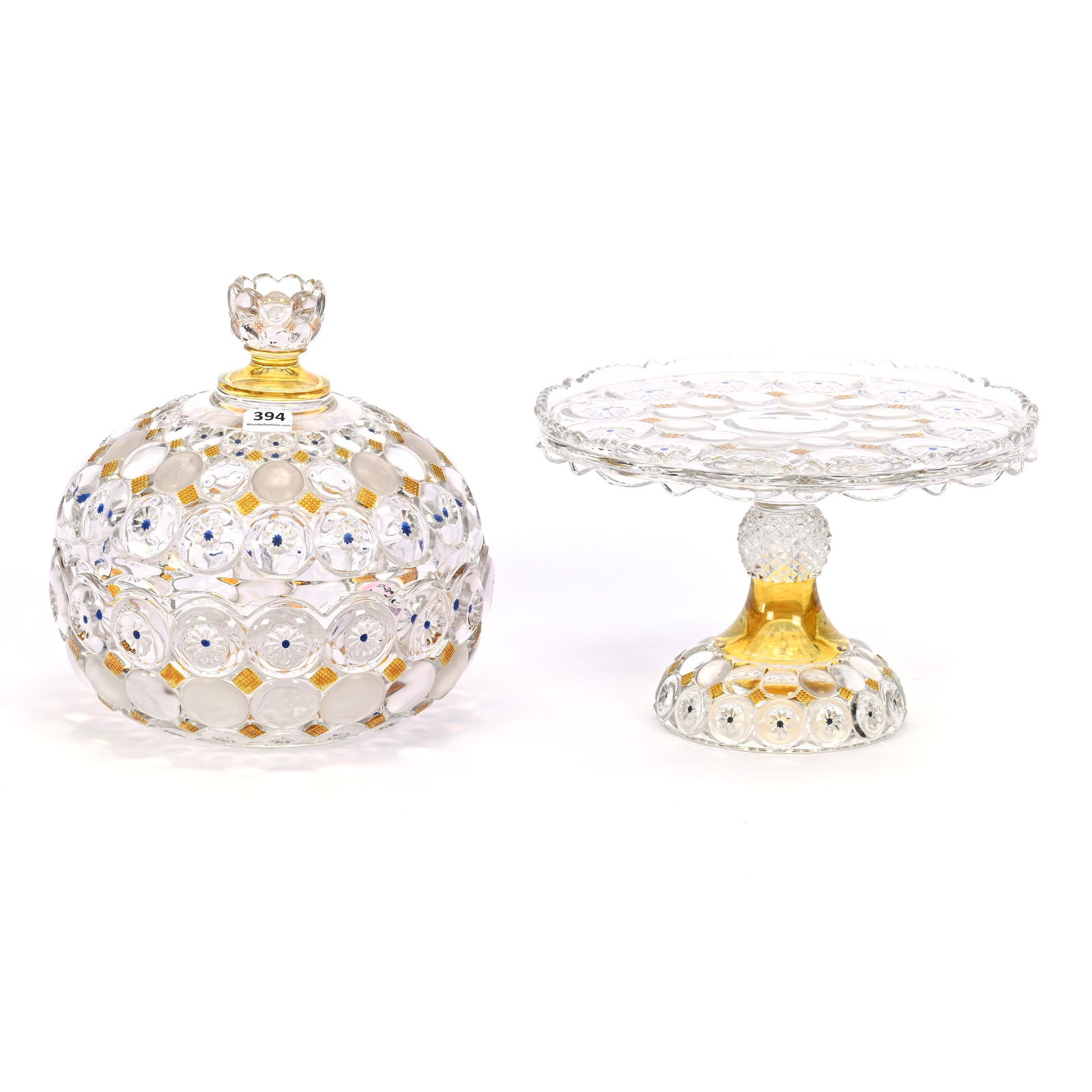 (2) Jeweled Moon & Stars Pattern Glass Items (1 of 4)