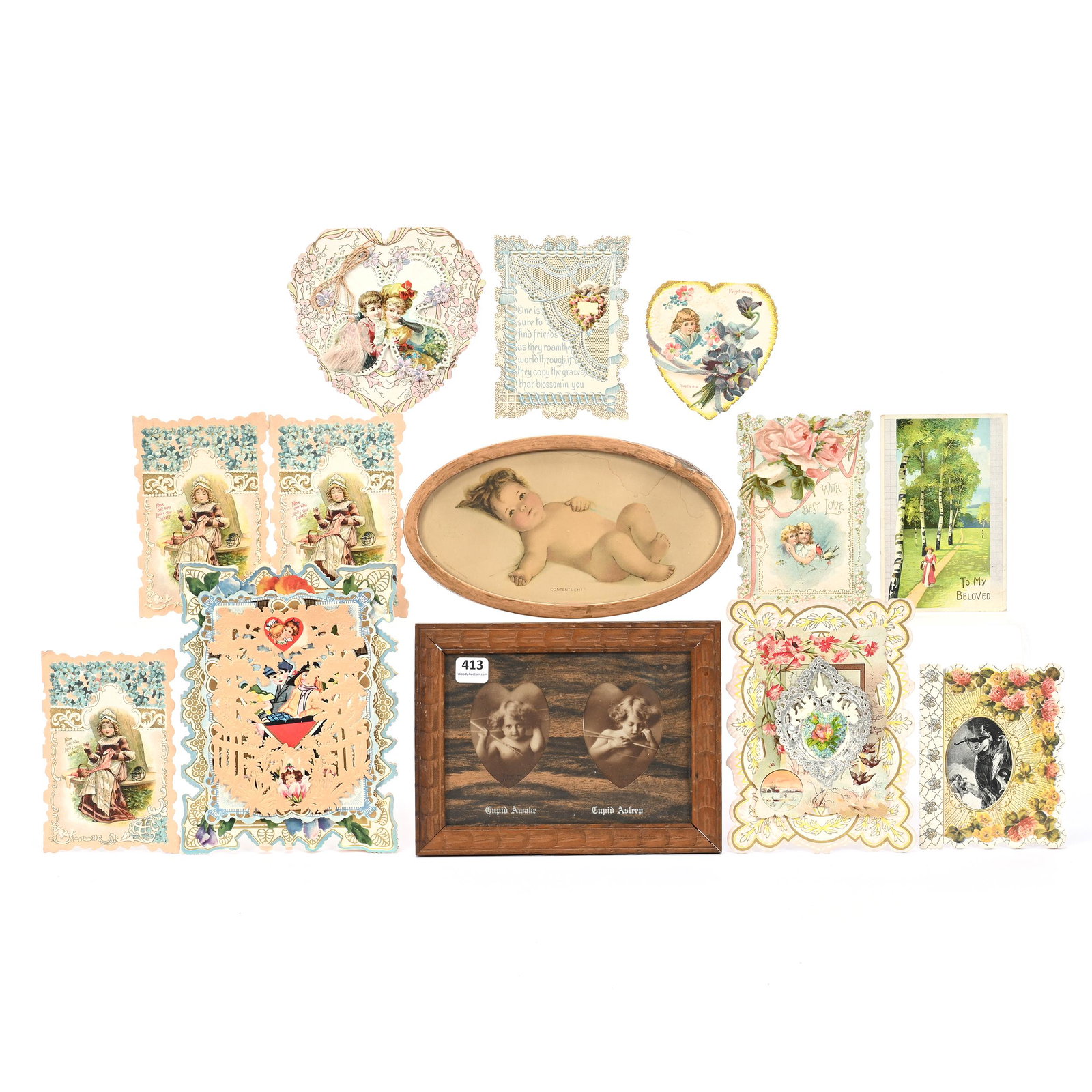 (2) Picture Frames, Box Of Vintage Greeting Cards (1 of 3)