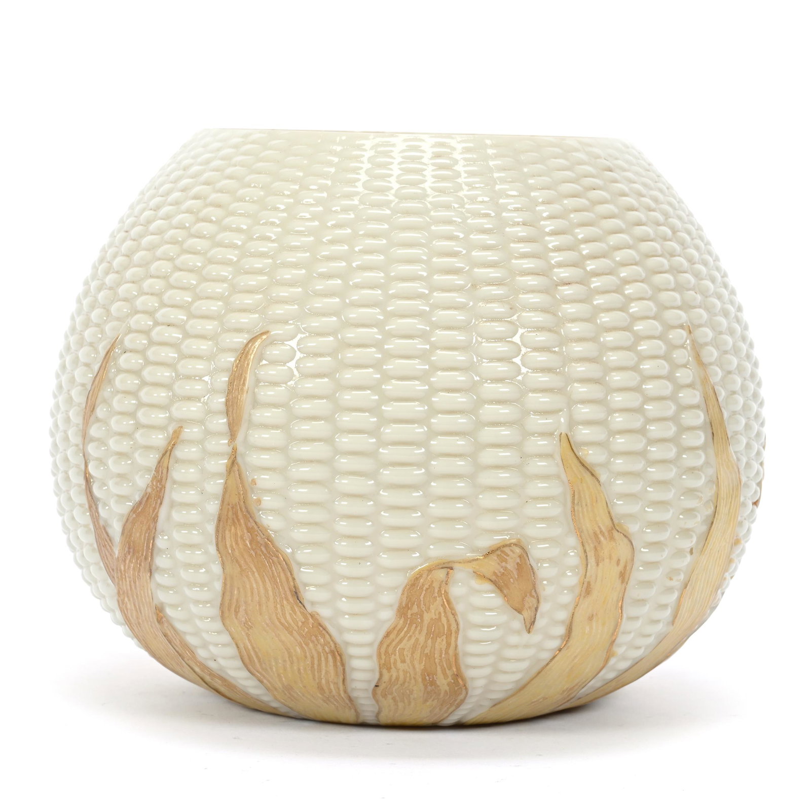 Rose Bowl, Custard Glass Maize Pattern By Libbey (1 of 4)