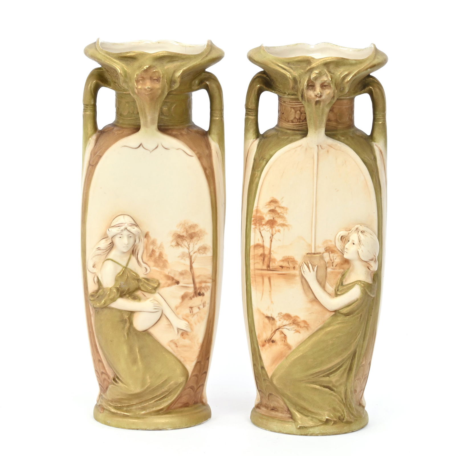 Pair Vase Marked Royal Dux #1214 & #1215 (1 of 3)