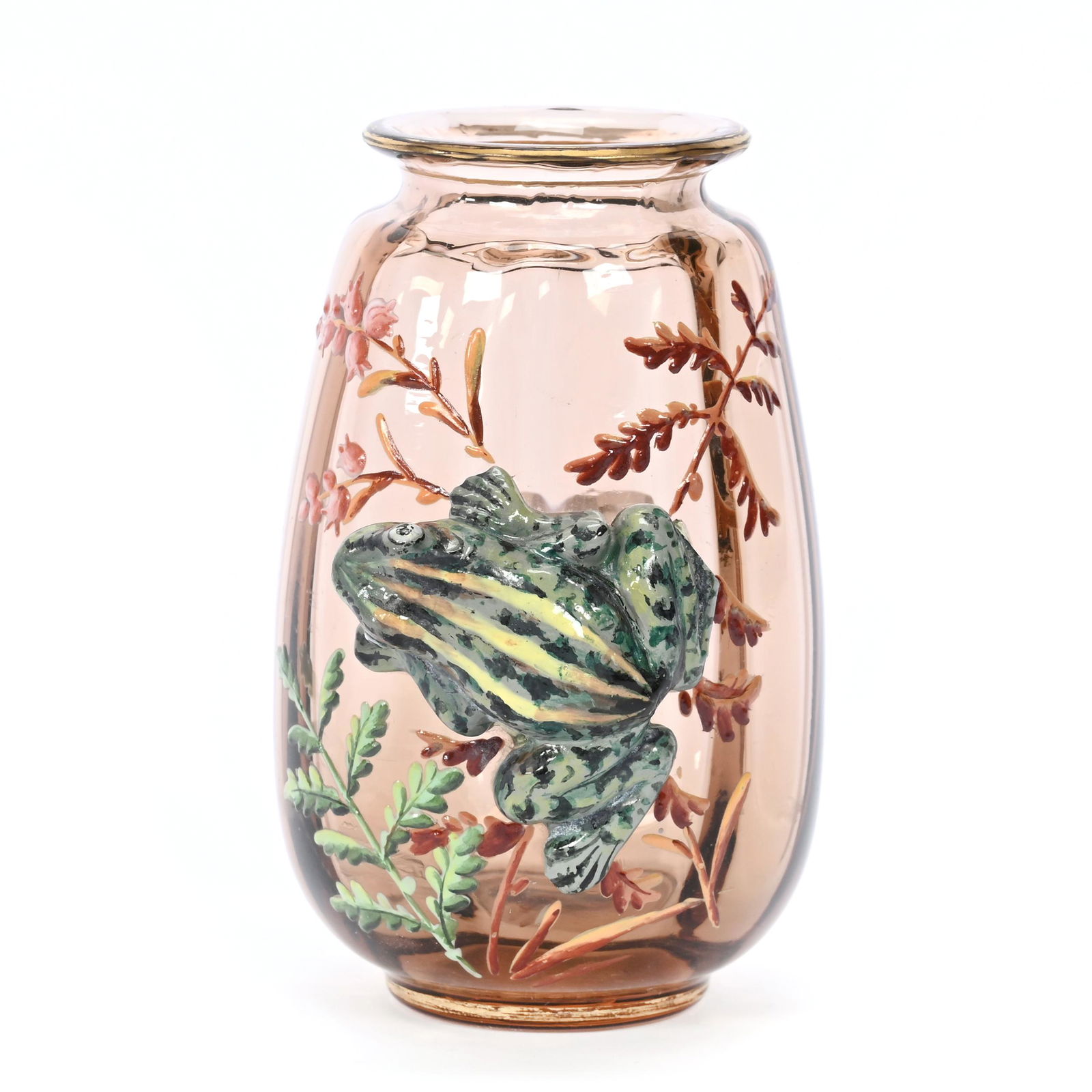 Vase, Amber Bohemian Art Glass Optic Rib Design (1 of 3)