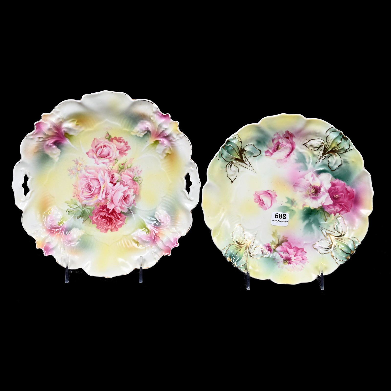 (2) Plates Marked R.S. Prussia, Iris Mold (1 of 6)