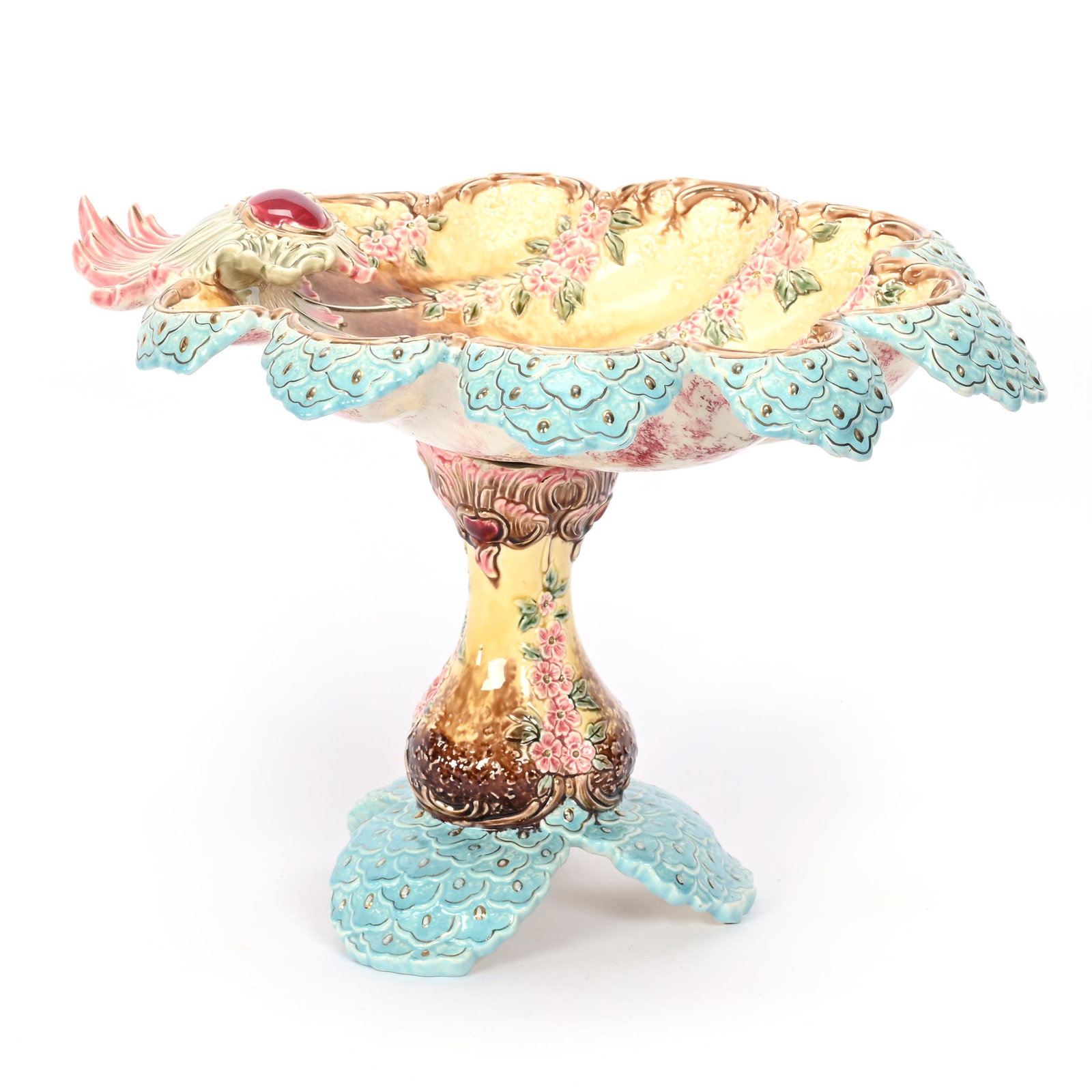 Majolica Compote Marked Eichwald #2023 (1 of 5)