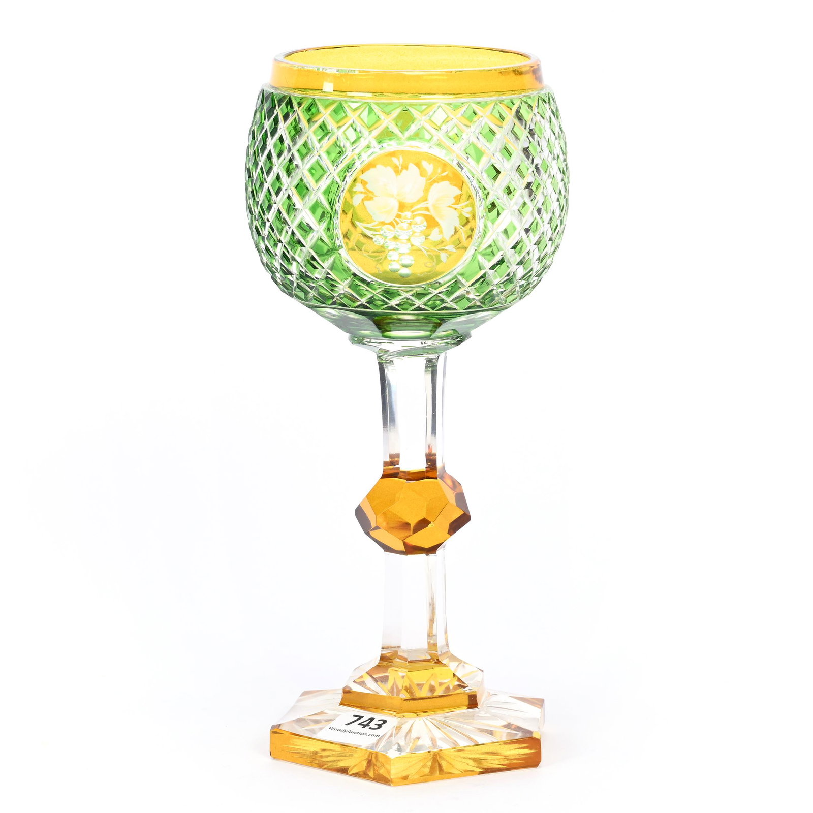 Chalice, Green And Amber Cut To Clear (1 of 4)
