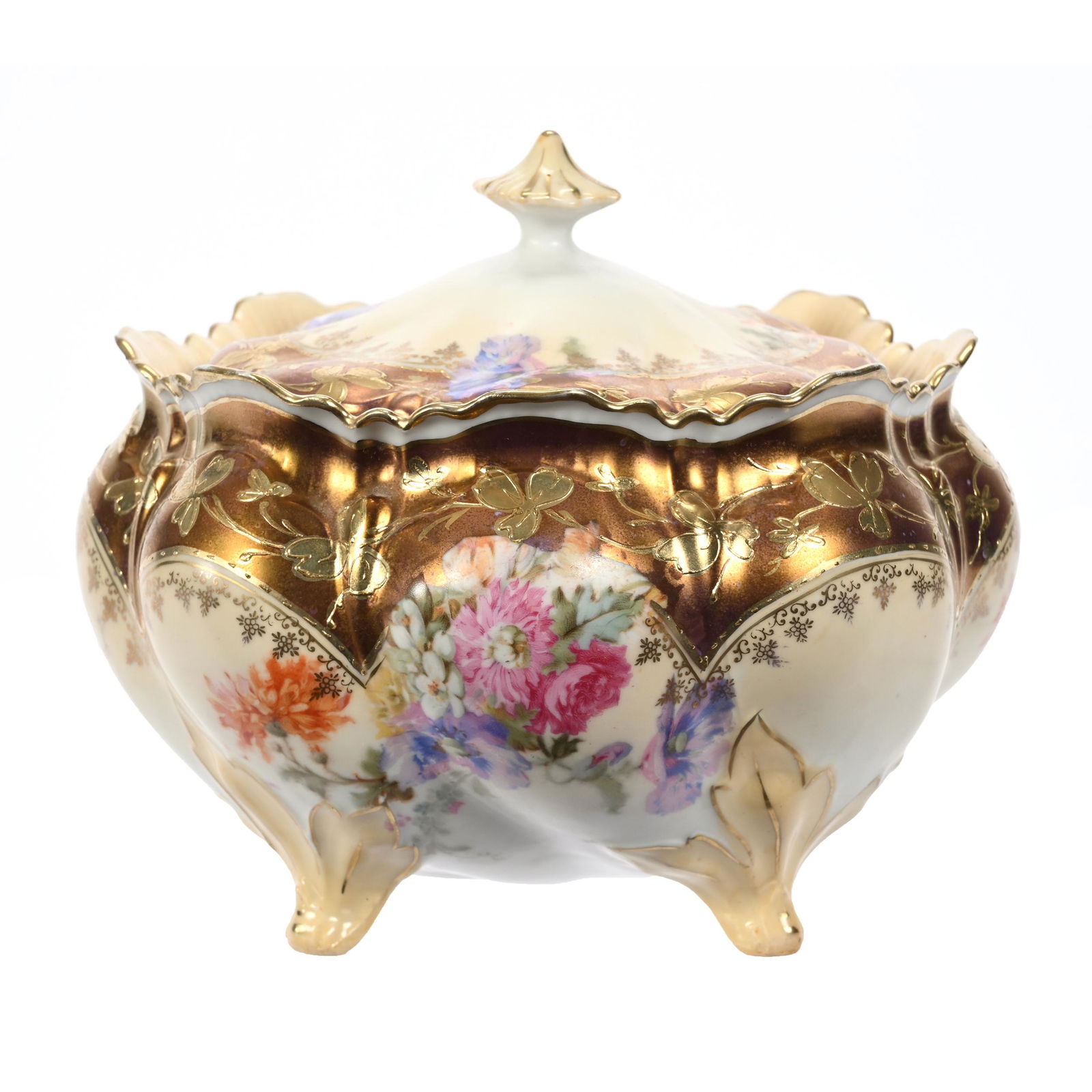 Footed Biscuit Jar, Unmarked R.S. Prussia (1 of 3)